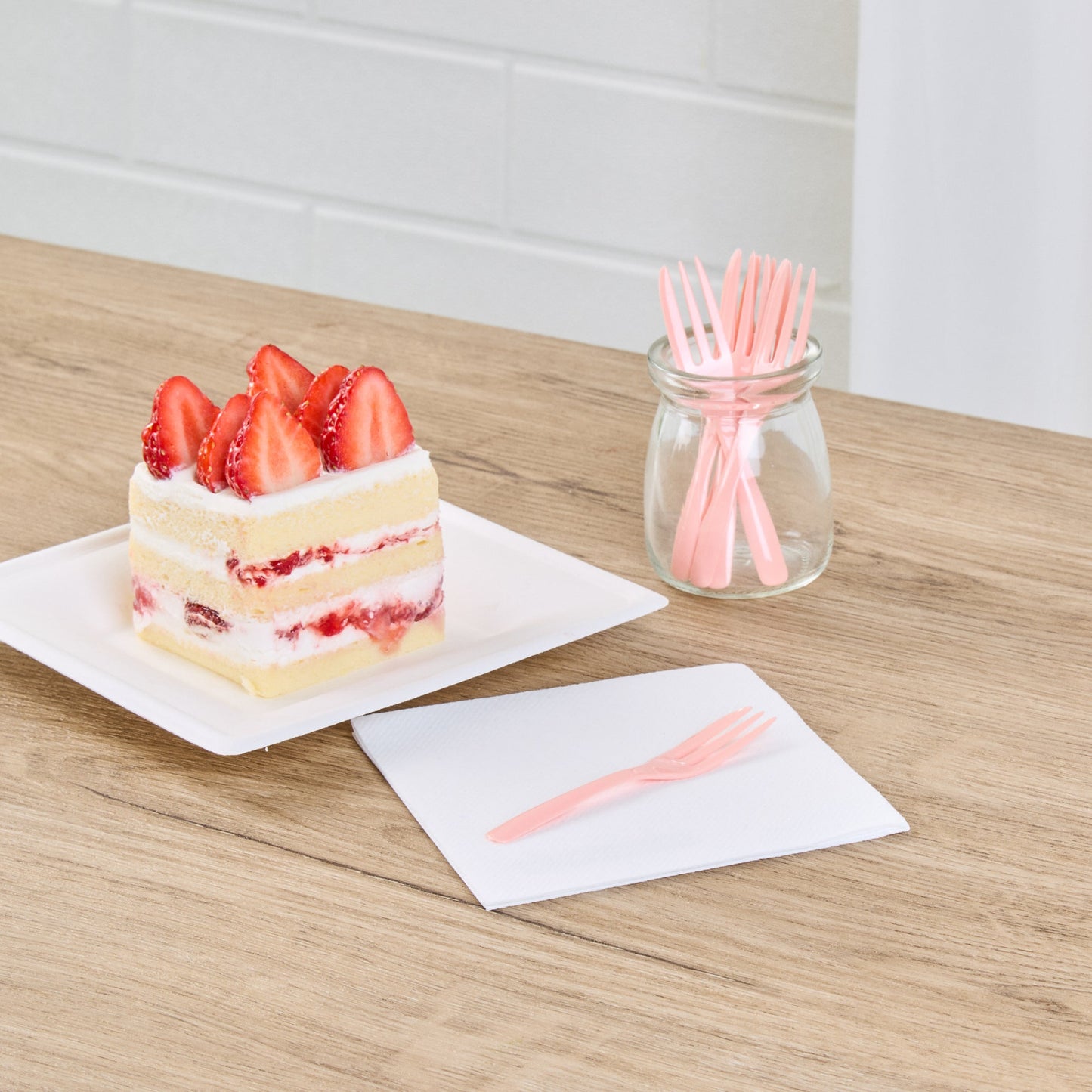 Coppetta Coral Plastic Cake Fork with Knife Edge - 4" x 3/4" - 500 count box