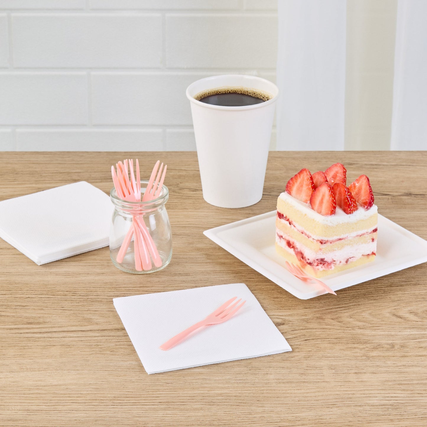 Coppetta Coral Plastic Cake Fork with Knife Edge - 4" x 3/4" - 500 count box