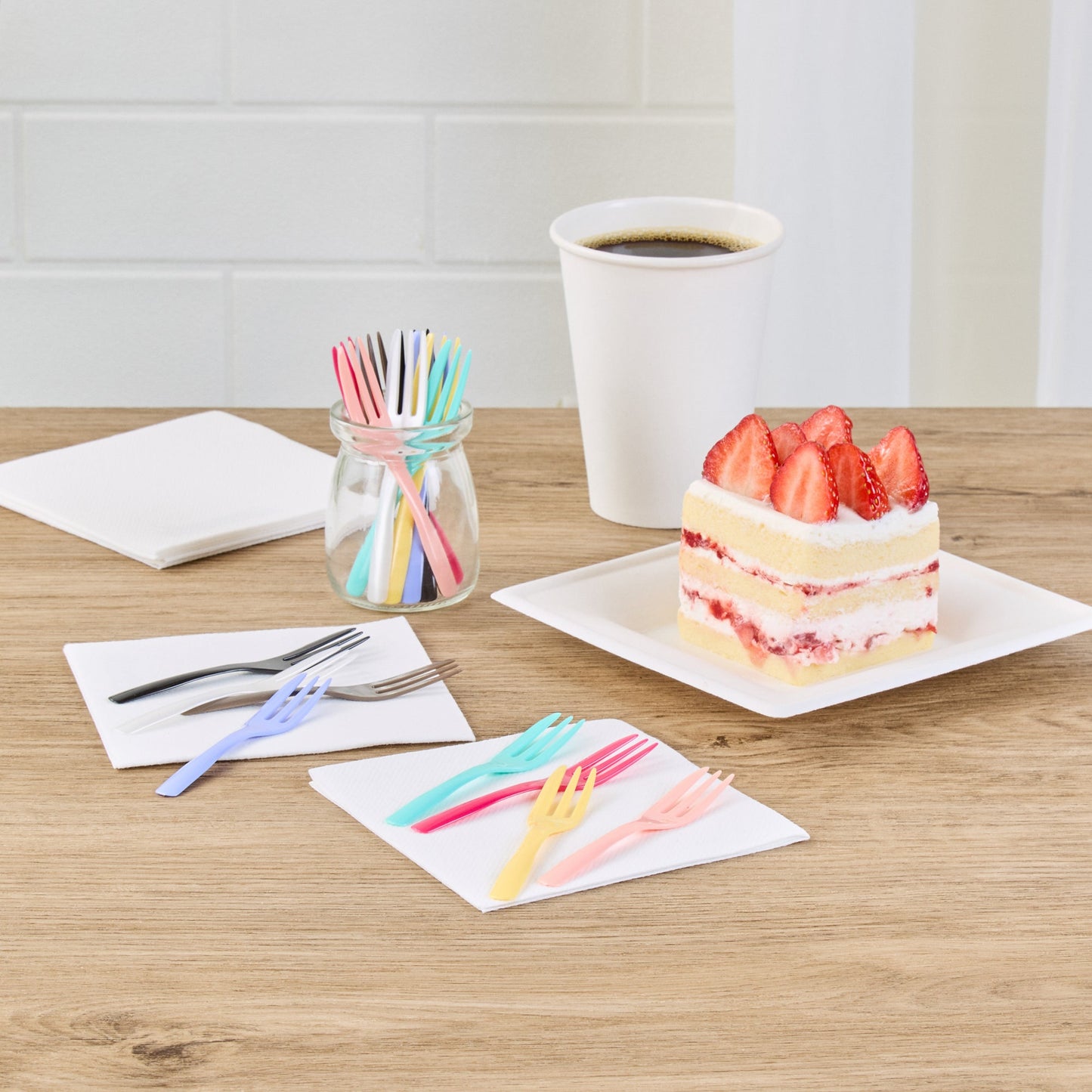 Coppetta Coral Plastic Cake Fork with Knife Edge - 4" x 3/4" - 500 count box