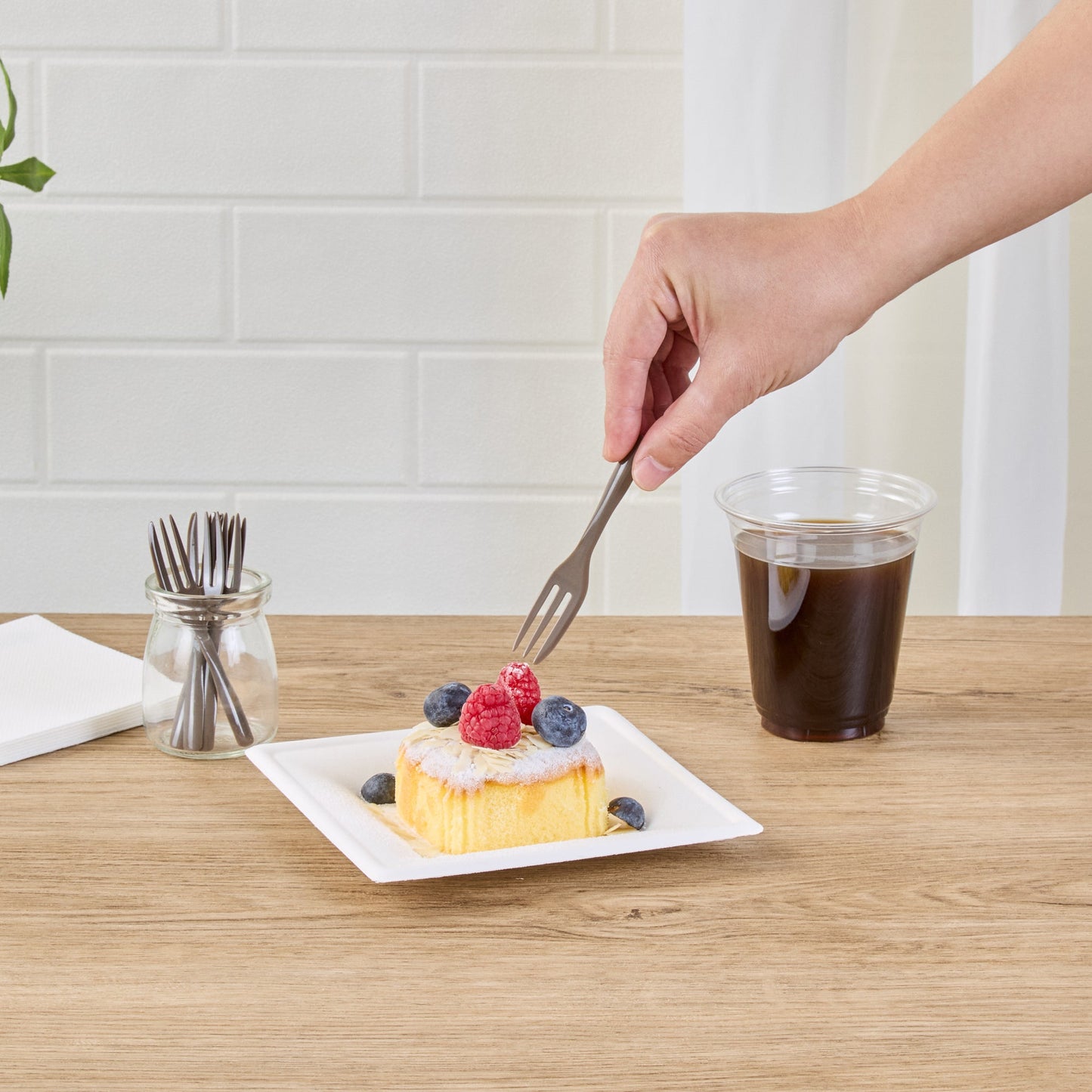 Coppetta Fashion Gray Plastic Cake Fork with Knife Edge - 4" x 3/4" - 500 count box
