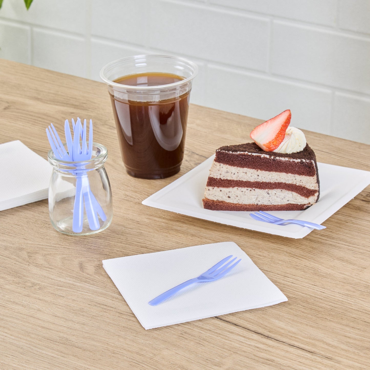 Coppetta Periwinkle Plastic Cake Fork with Knife Edge - 4" x 3/4" - 500 count box