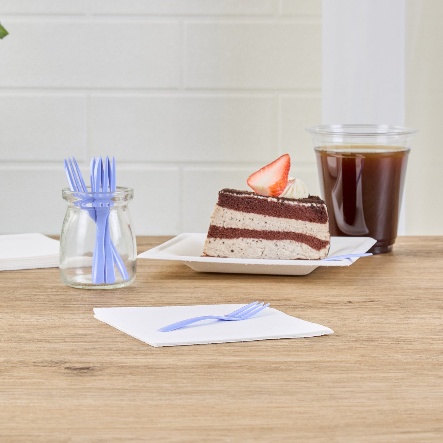 Coppetta Periwinkle Plastic Cake Fork with Knife Edge - 4" x 3/4" - 500 count box