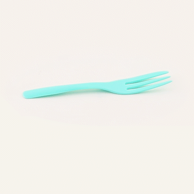 Coppetta Teal Plastic Cake Fork with Knife Edge - 4" x 3/4" - 500 count box