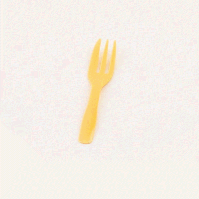 Coppetta Baby Yellow Plastic Cake Fork with Knife Edge - 4" x 3/4" - 500 count box