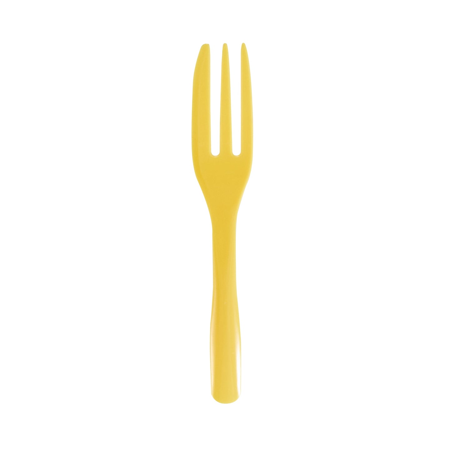 Coppetta Baby Yellow Plastic Cake Fork with Knife Edge - 4" x 3/4" - 500 count box
