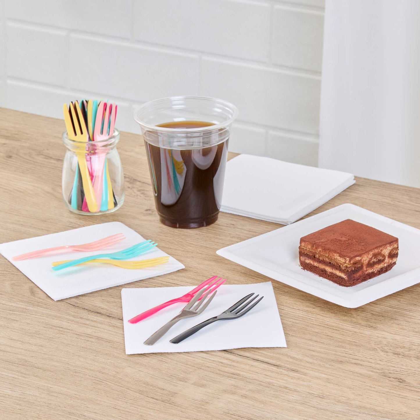 Coppetta Black Plastic Cake Fork with Knife Edge - 4" x 3/4" - 100 count box