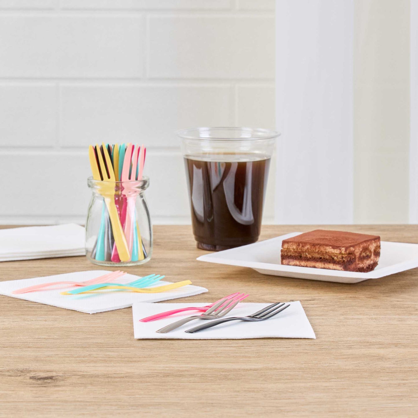 Coppetta Black Plastic Cake Fork with Knife Edge - 4" x 3/4" - 100 count box