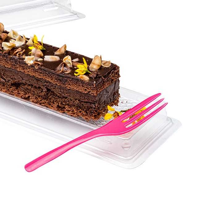 Coppetta Magenta Plastic Cake Fork with Knife Edge - 4" x 3/4" - 100 count box