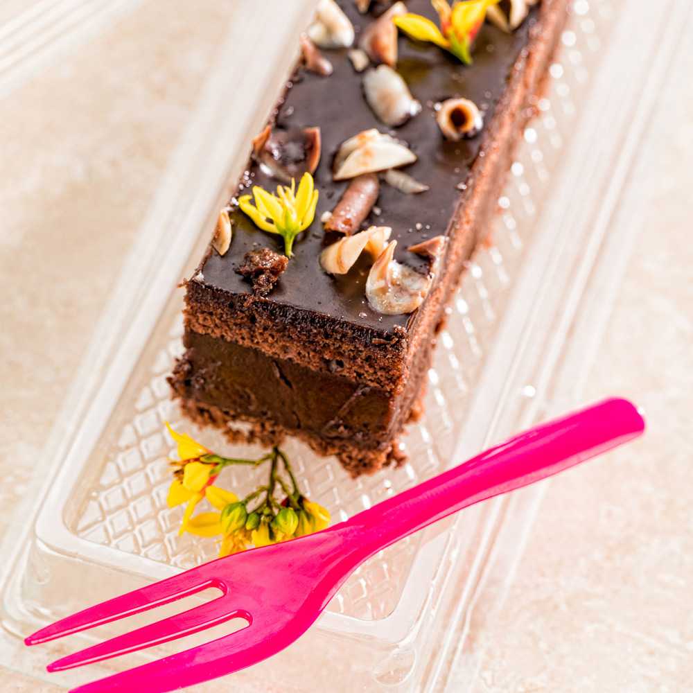 Coppetta Magenta Plastic Cake Fork with Knife Edge - 4" x 3/4" - 100 count box