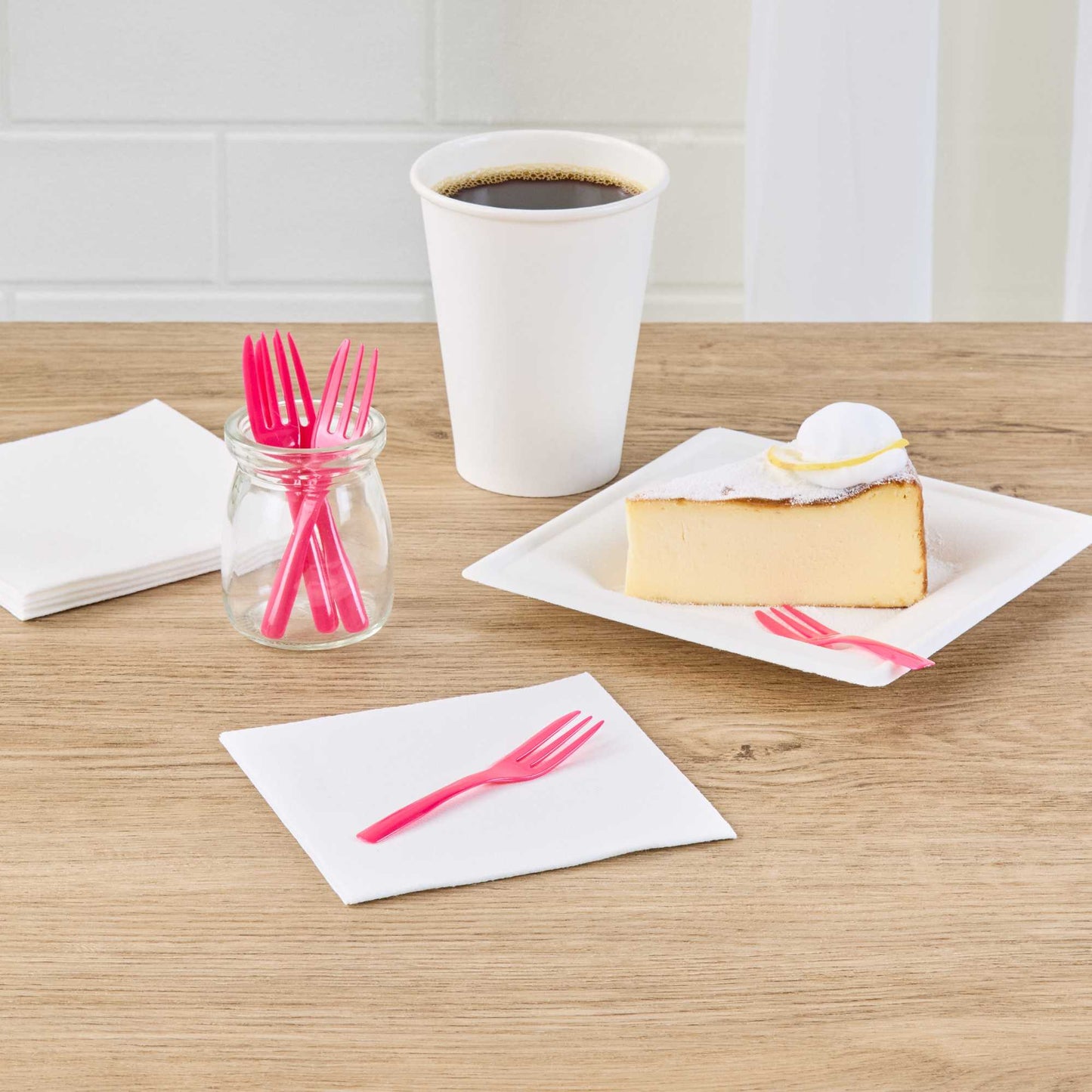 Coppetta Magenta Plastic Cake Fork with Knife Edge - 4" x 3/4" - 100 count box