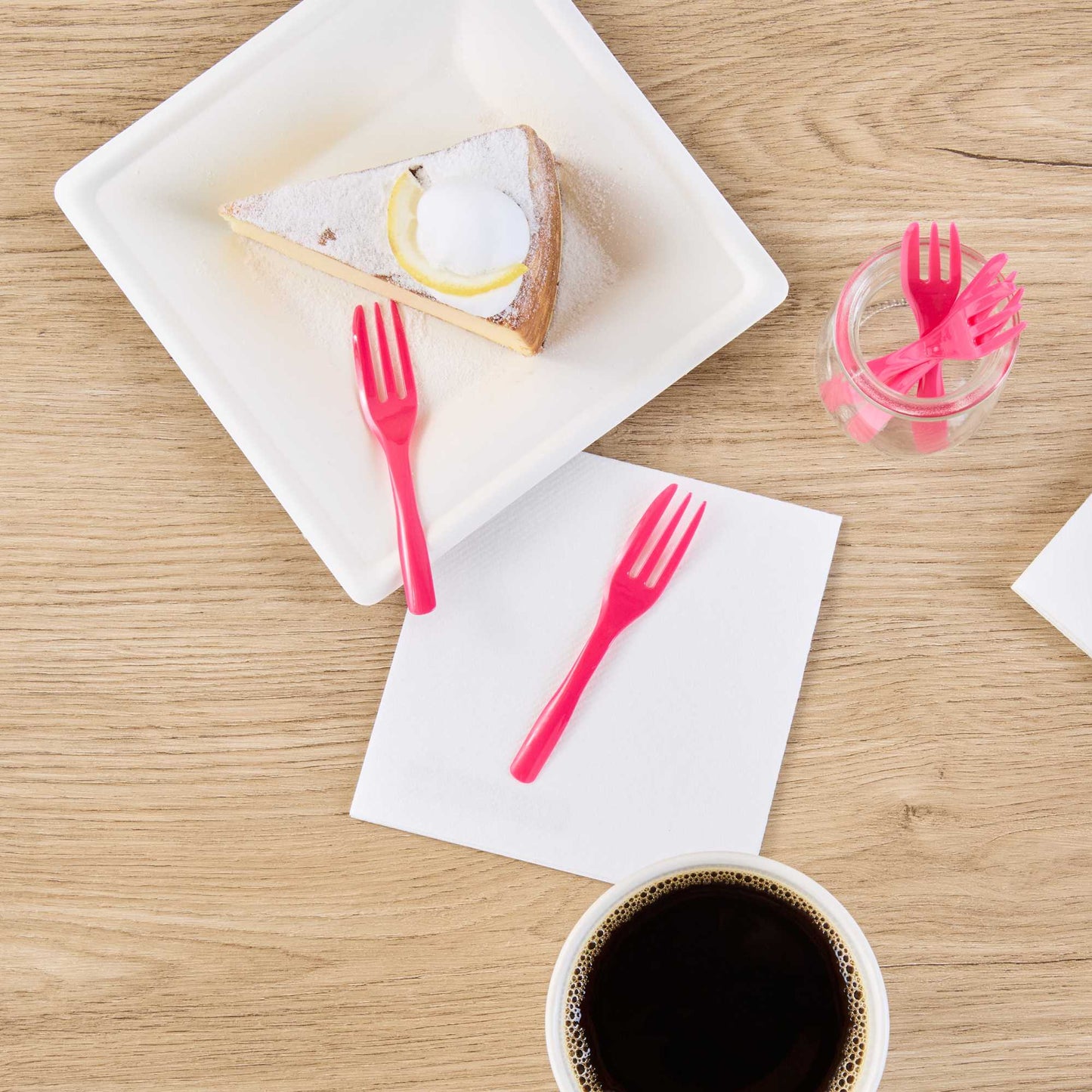 Coppetta Magenta Plastic Cake Fork with Knife Edge - 4" x 3/4" - 100 count box
