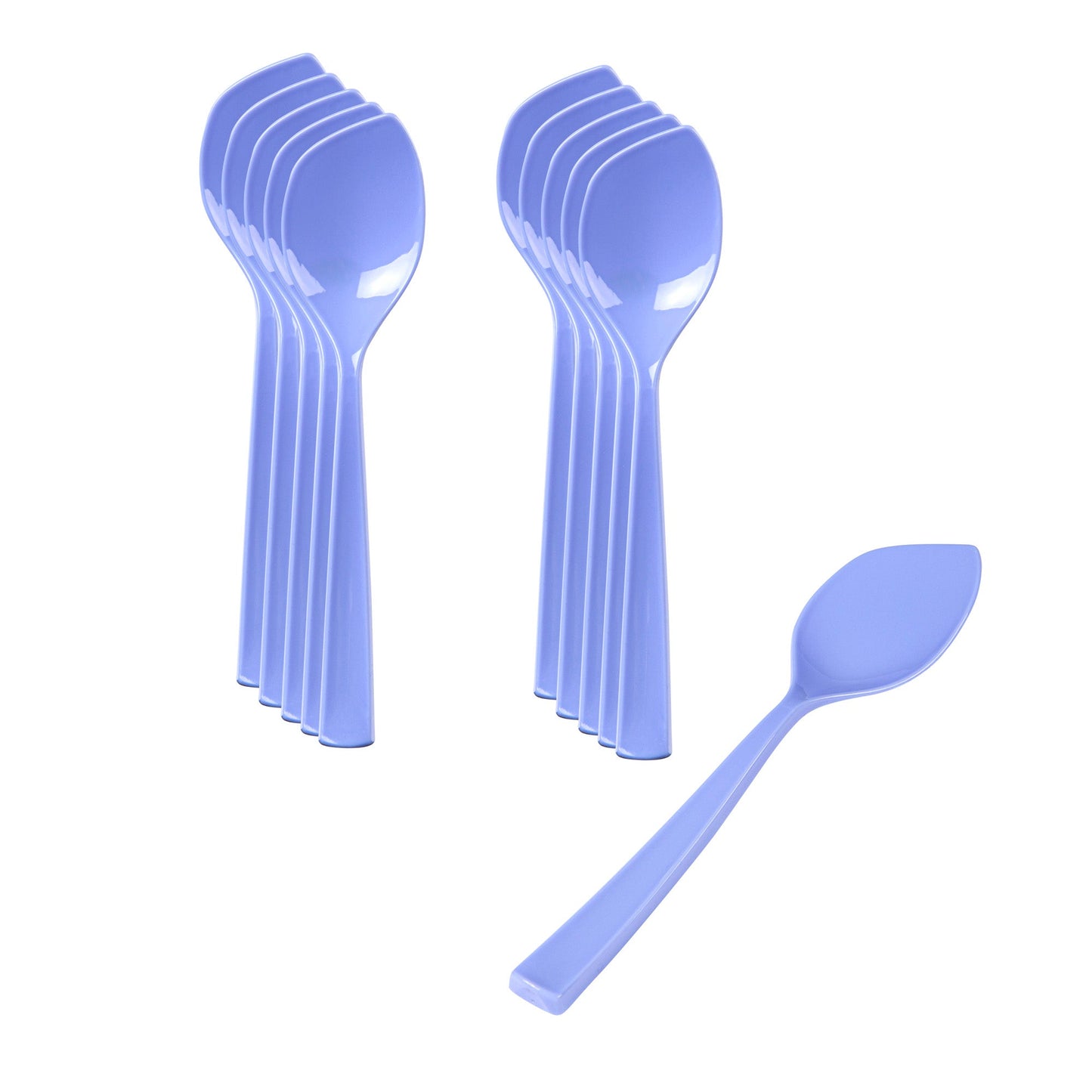 Coppetta Periwinkle Plastic Petal Spoon - 4 1/2" x 1" - 500 count box