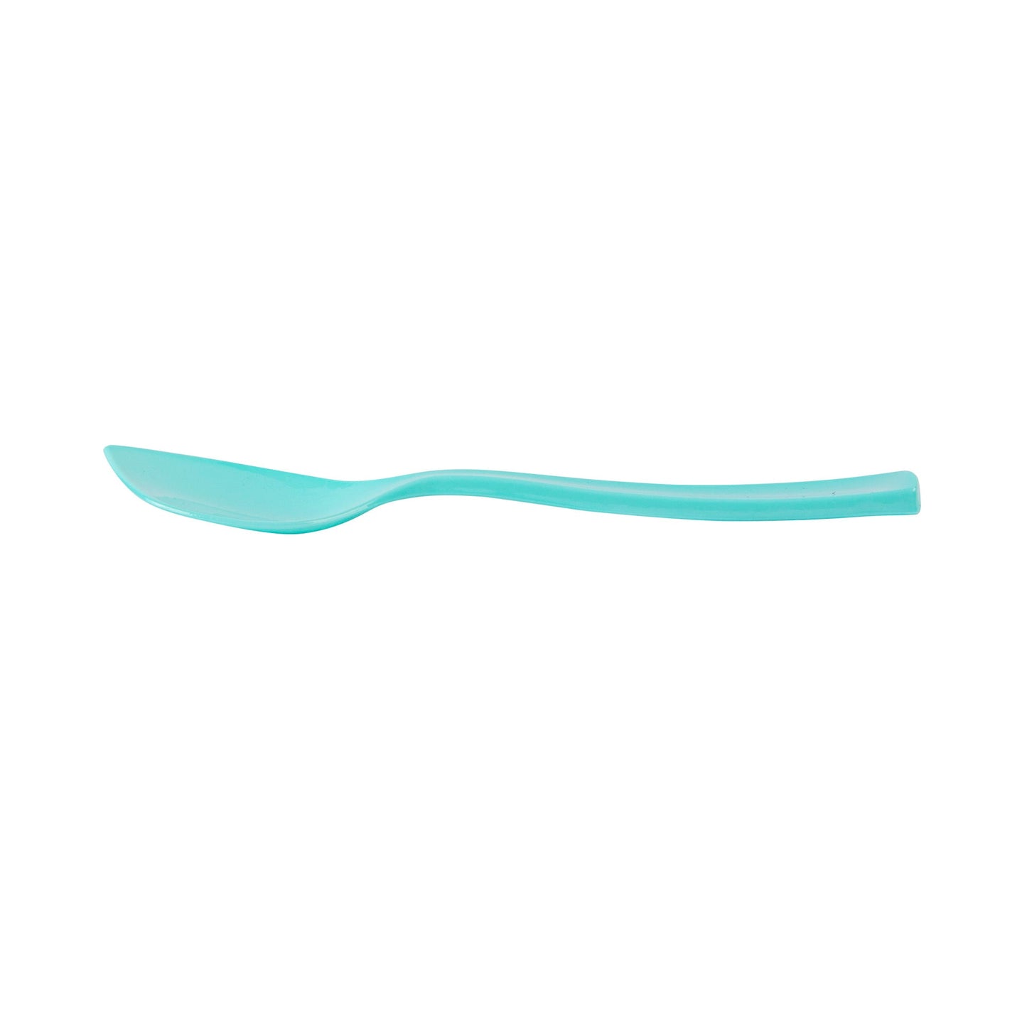 Coppetta Teal Plastic Petal Spoon - 4 1/2" x 1" - 500 count box