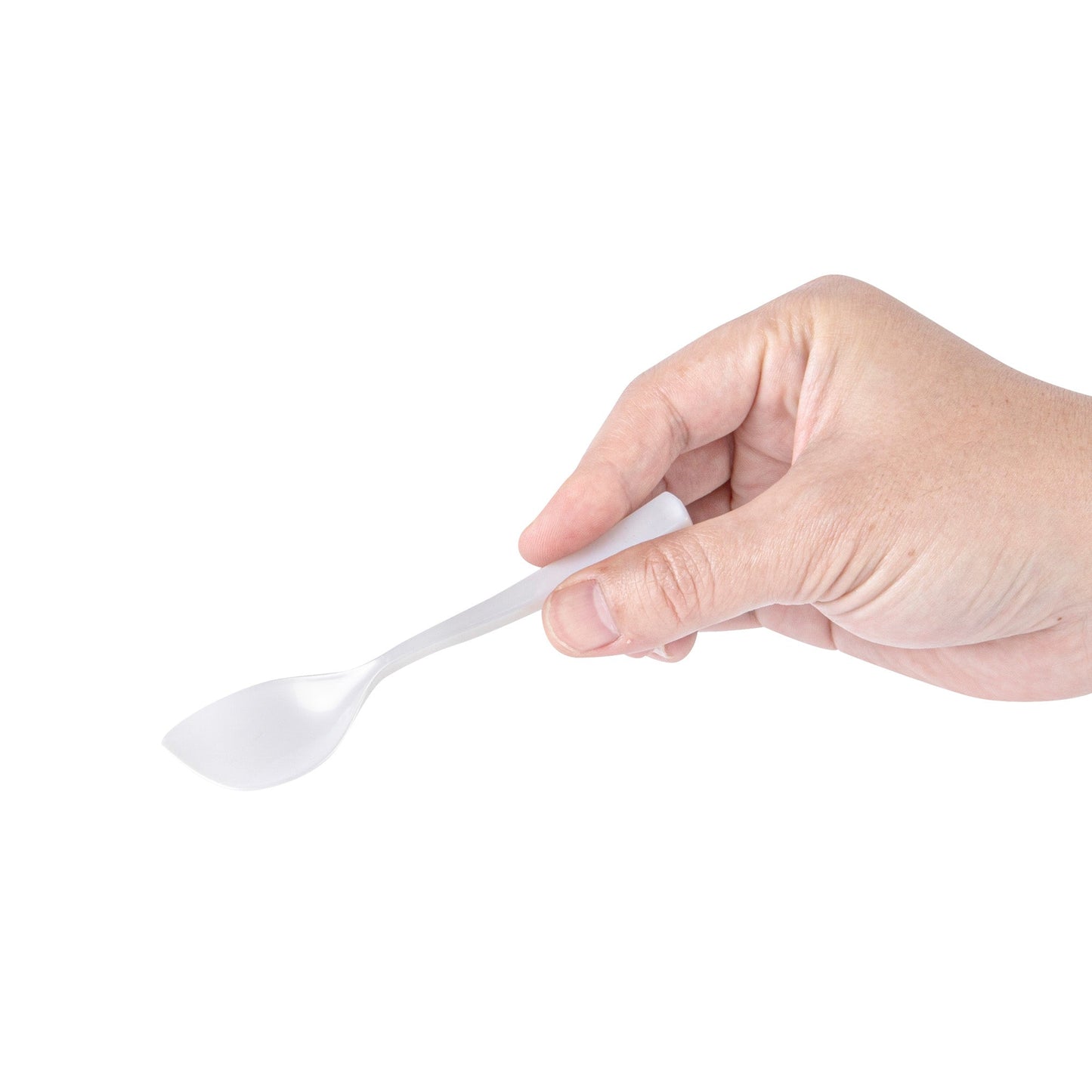 Coppetta Pearl White Plastic Petal Spoon - 4 1/2" x 1" - 500 count box