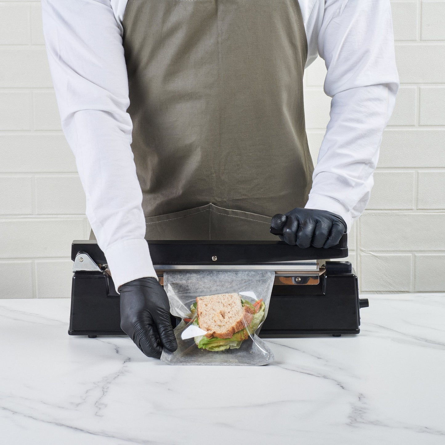 Bag Tek Black Plastic Medium Sandwich and Snack Bag - Heat Sealable - 8 3/4" x 6 1/2" - 100 count box