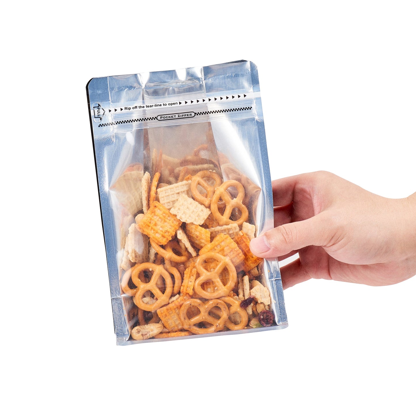 Bag Tek Black Plastic Medium Snack Bag - Double Seal, Rip Lock, Heat Sealable - 8" x 5" x 3 1/4" - 100 count box