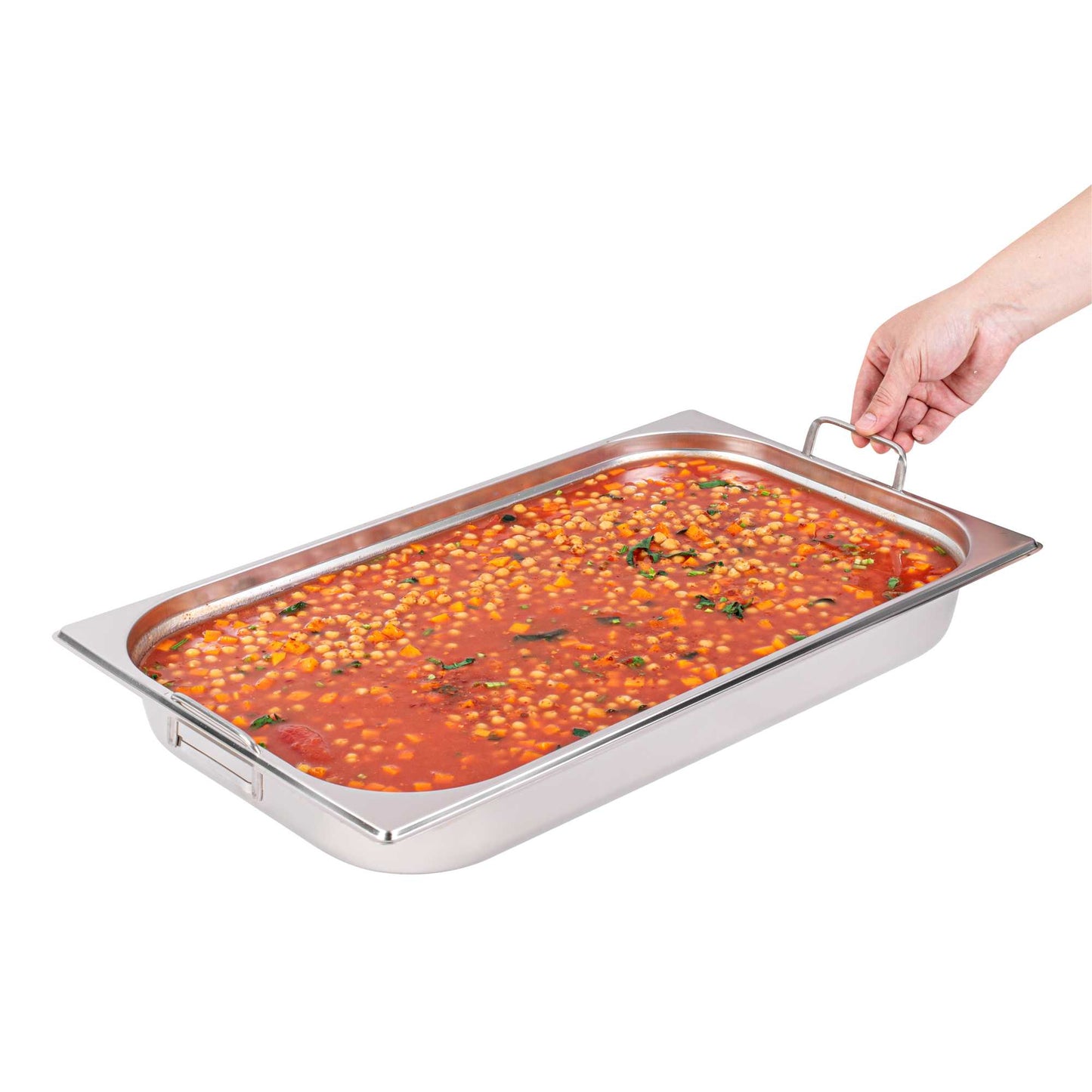 Met Lux Rectangle Stainless Steel Full Size Steam Table Pan 2.5 Inch Deep - Anti Jam, Collapsible Handles - 1 count box