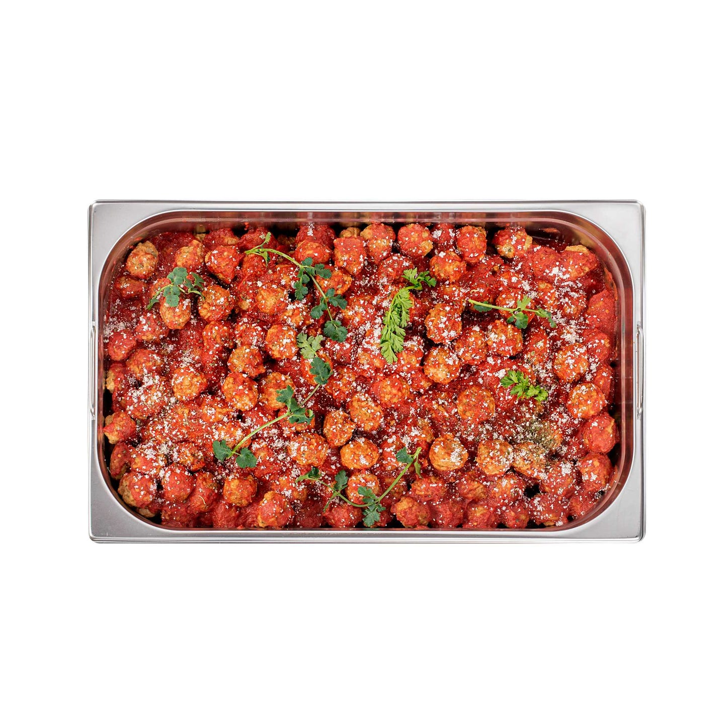 Met Lux Rectangle Stainless Steel Full Size Steam Table Pan 4 Inch Deep - Anti Jam, Collapsible Handles - 1 count box