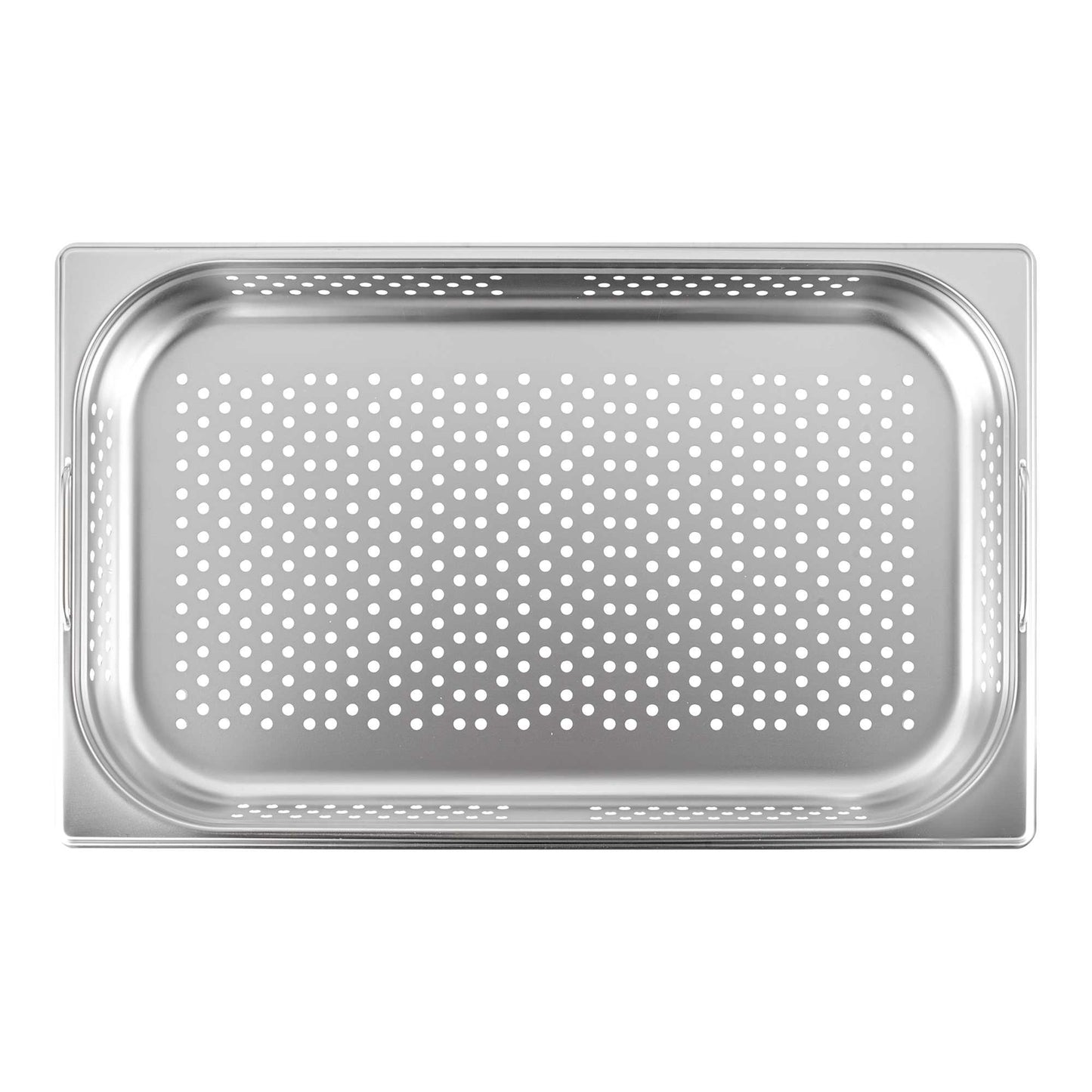 Met Lux Rectangle Stainless Steel Full Size Steam Table Pan 2.5 Inch Deep - Perforated, Anti Jam, Collapsible Handles - 1 count box
