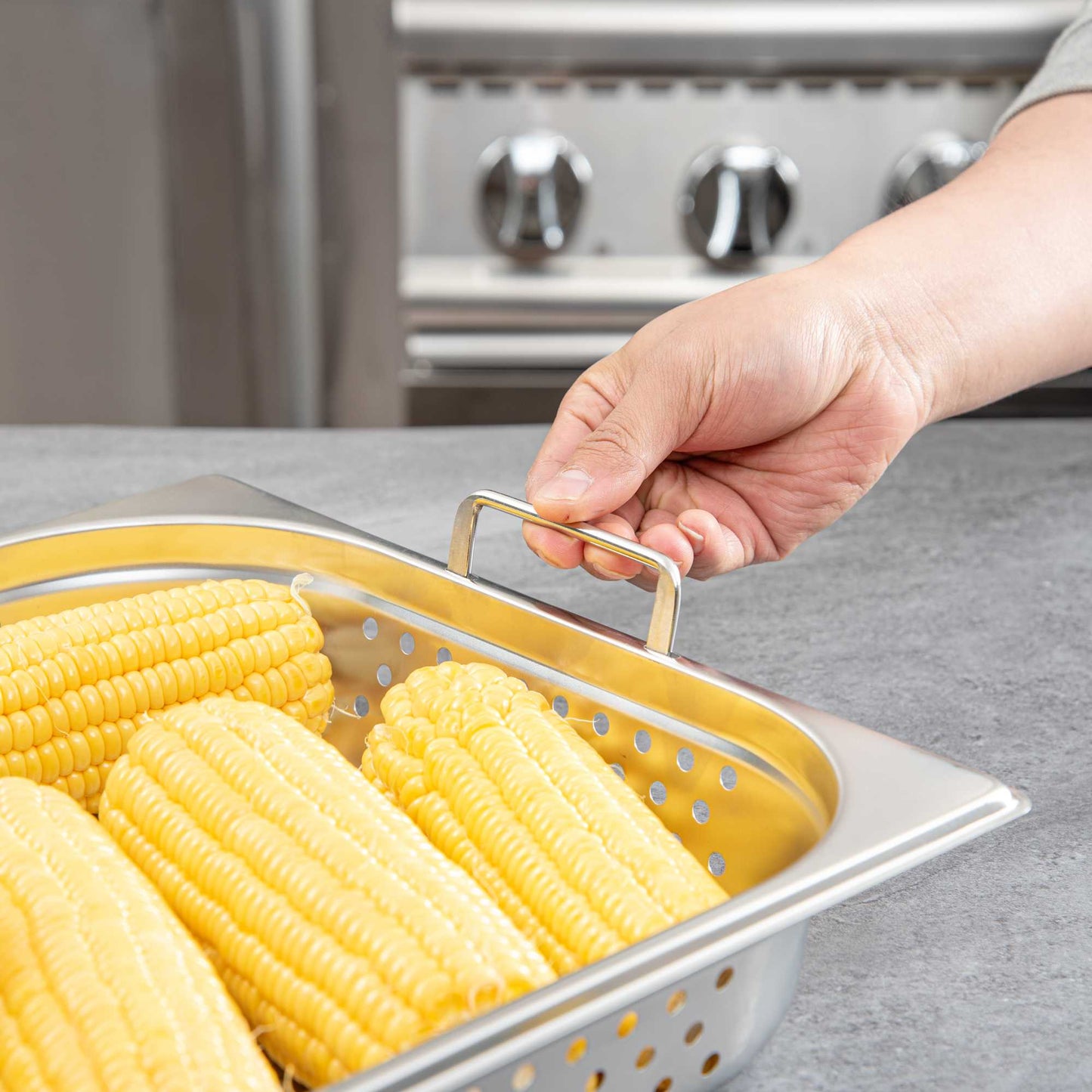 Met Lux Rectangle Stainless Steel Full Size Steam Table Pan 2.5 Inch Deep - Perforated, Anti Jam, Collapsible Handles - 1 count box