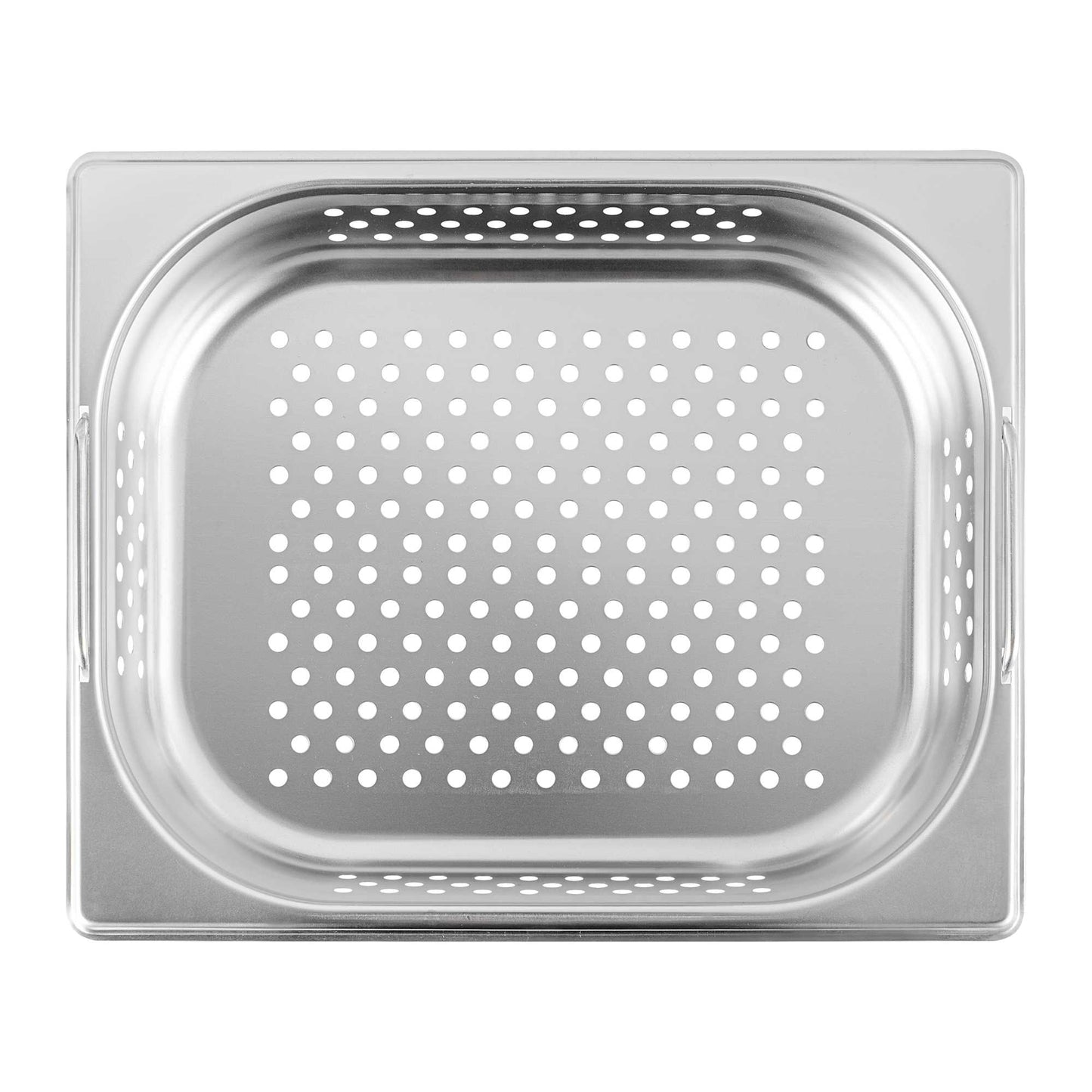 Met Lux Rectangle Stainless Steel 1/2 Size Steam Table Pan 2.5 Inch Deep - Perforated, Anti Jam, Collapsible Handles - 1 count box