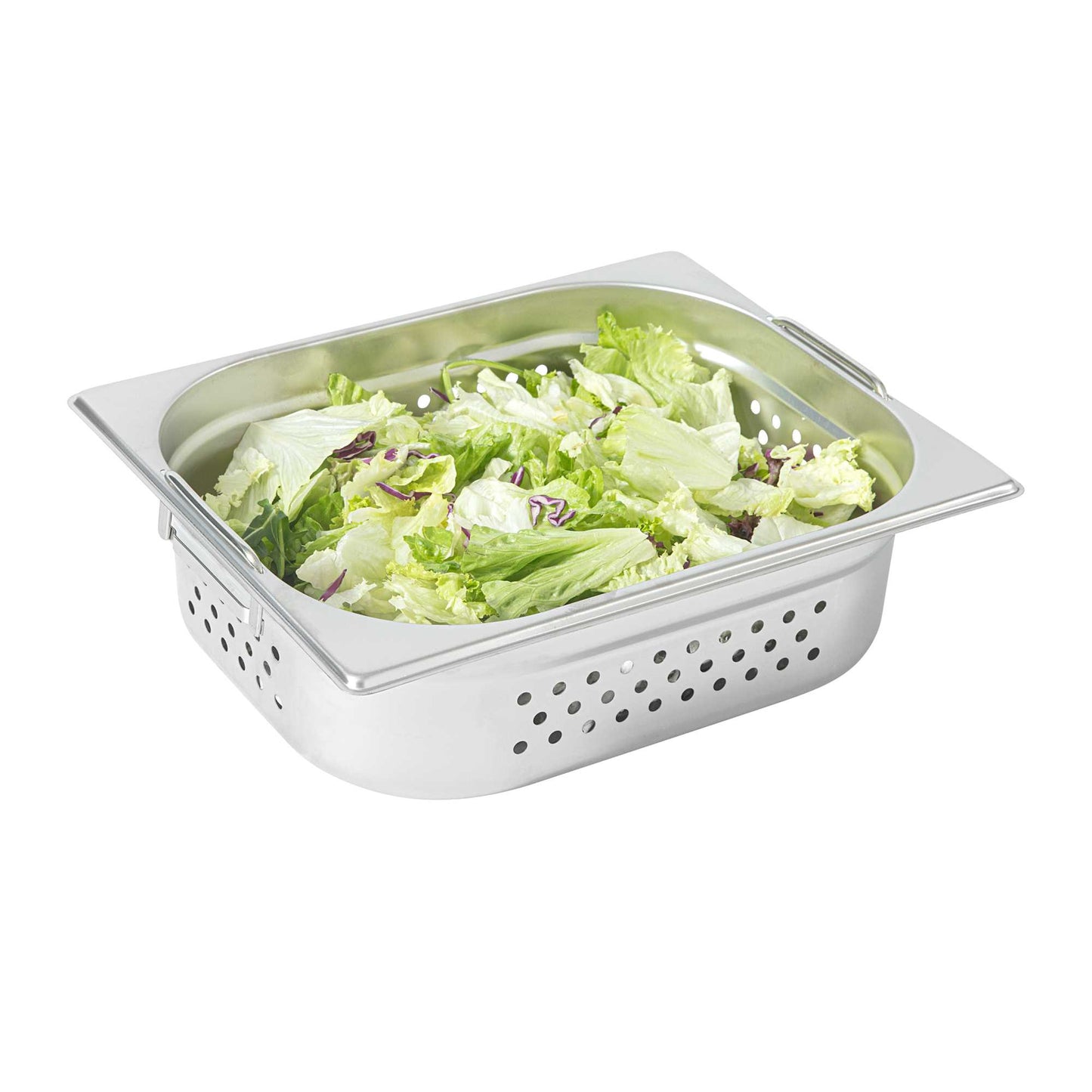 Met Lux Rectangle Stainless Steel 1/2 Size Steam Table Pan 4 Inch Deep - Perforated, Anti Jam, Collapsible Handles - 1 count box