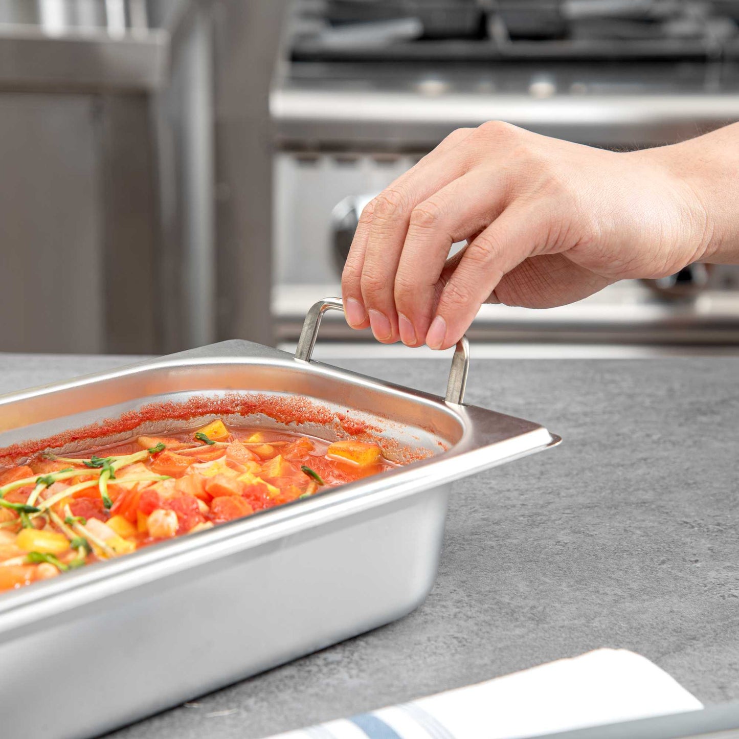 Met Lux Rectangle Stainless Steel 1/3 Size Steam Table Pan 2.5 Inch Deep - Anti Jam, Collapsible Handles - 1 count box