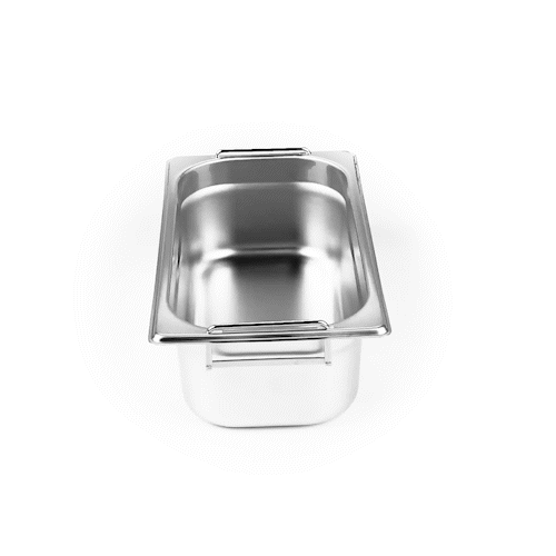 Met Lux Rectangle Stainless Steel 1/3 Size Steam Table Pan 4 Inch Deep - Anti Jam, Collapsible Handles - 1 count box