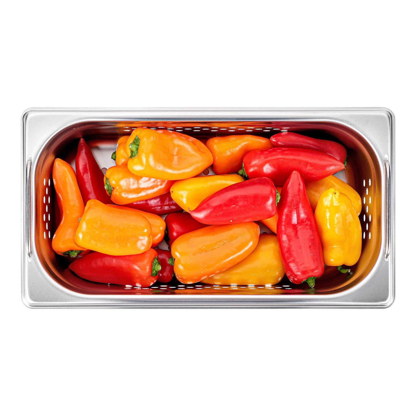 Met Lux Rectangle Stainless Steel 1/3 Size Steam Table Pan 4 Inch Deep - Perforated, Anti Jam, Collapsible Handles - 1 count box