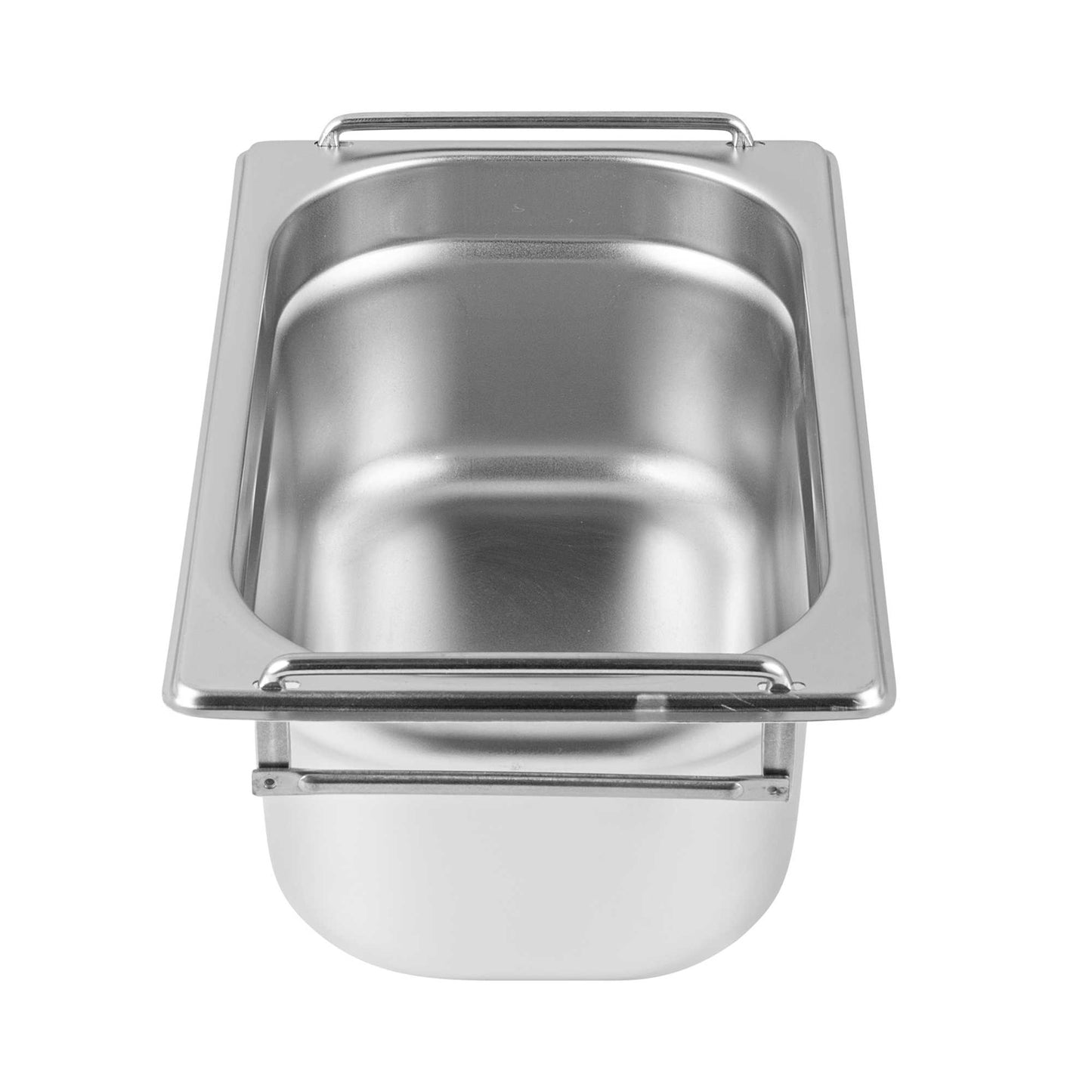 Met Lux Rectangle Stainless Steel 1/4 Size Steam Table Pan - 4 Inch Deep - Anti Jam, Collapsible Handles - 1 count box
