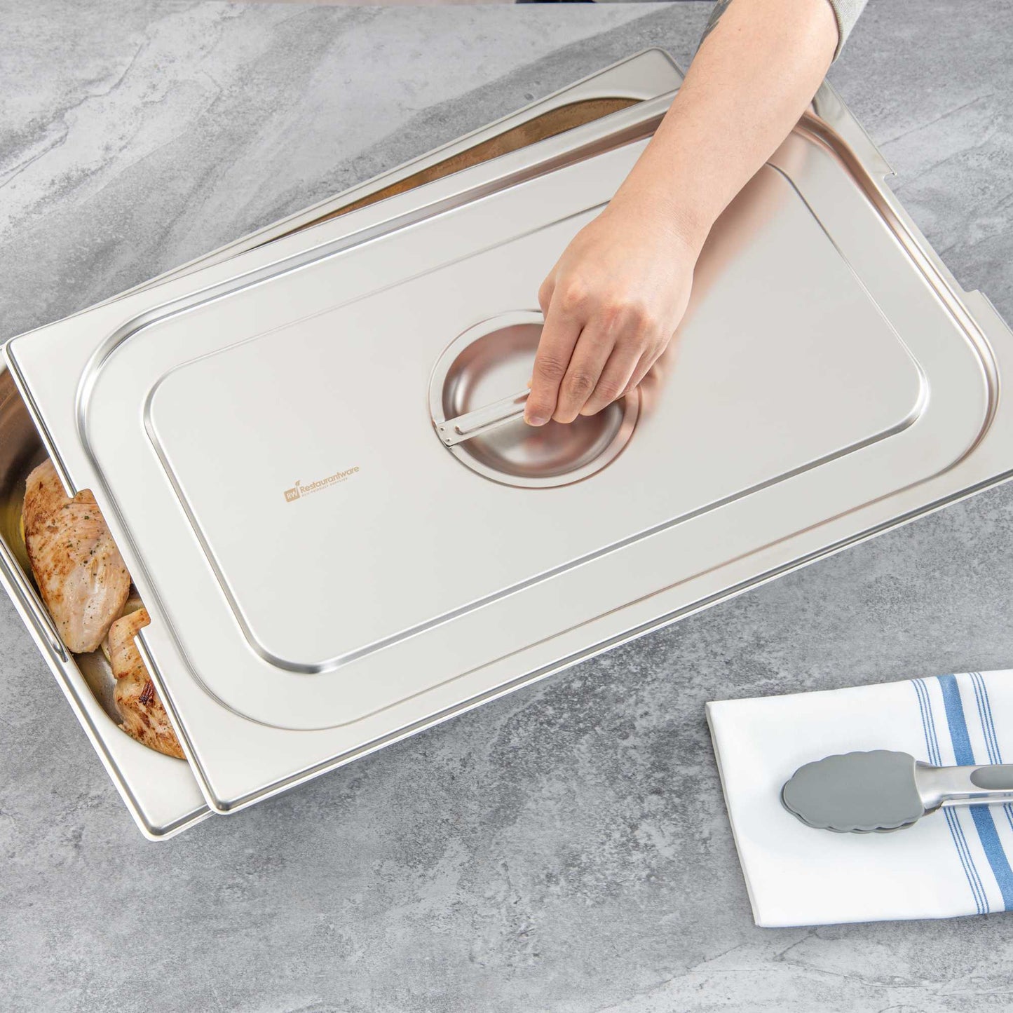 Met Lux Rectangle Stainless Steel Lid - Fits Full Size Steam Table Pan - 1 count box