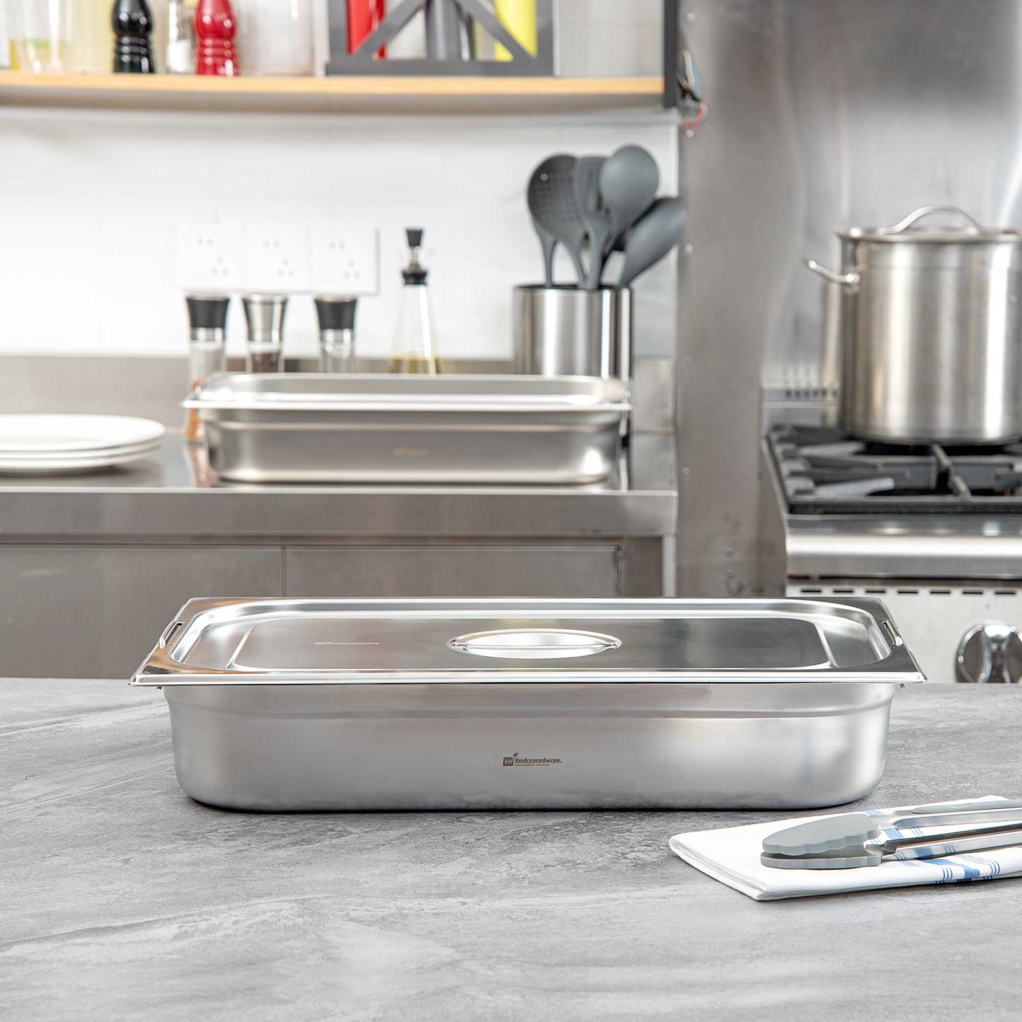 Met Lux Rectangle Stainless Steel Lid - Fits Full Size Steam Table Pan - 1 count box