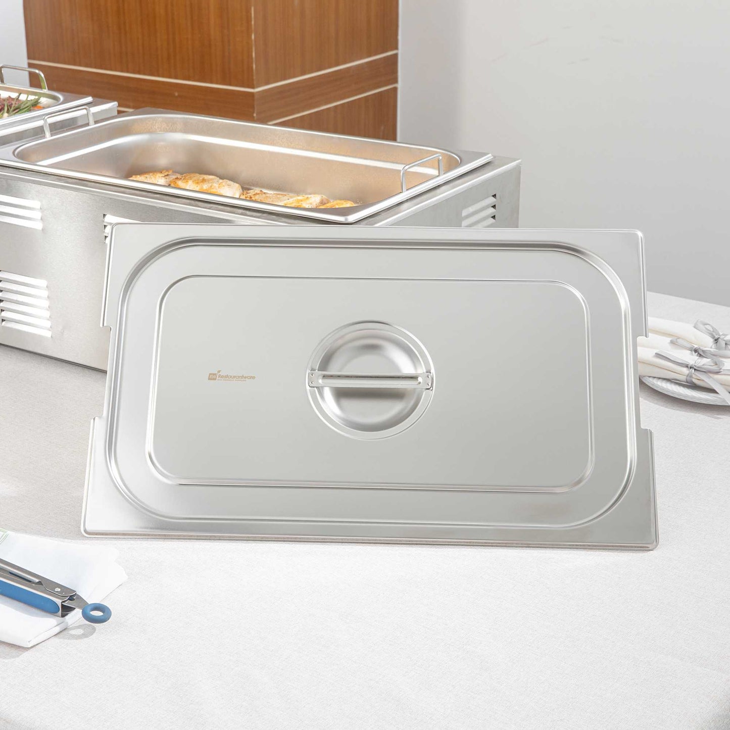 Met Lux Rectangle Stainless Steel Lid - Fits Full Size Steam Table Pan - 1 count box