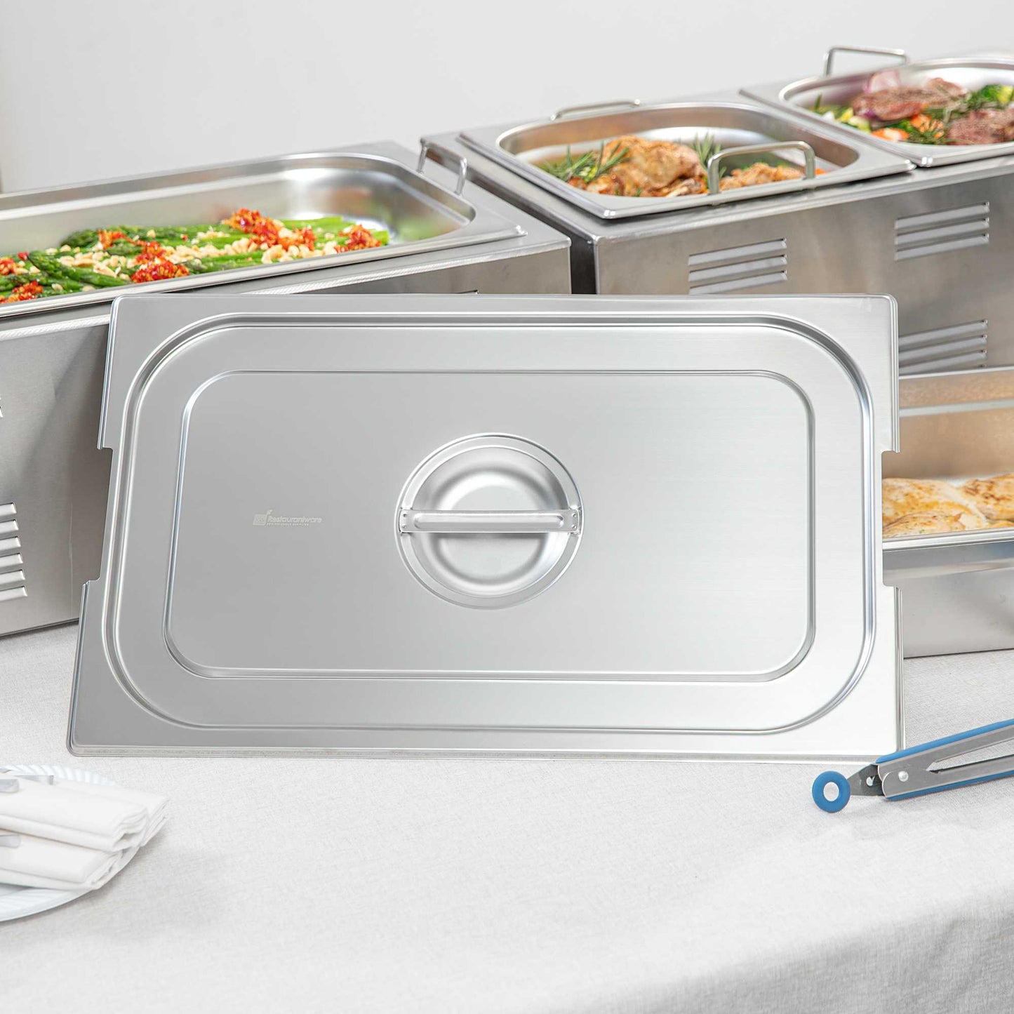 Met Lux Rectangle Stainless Steel Lid - Fits Full Size Steam Table Pan - 1 count box