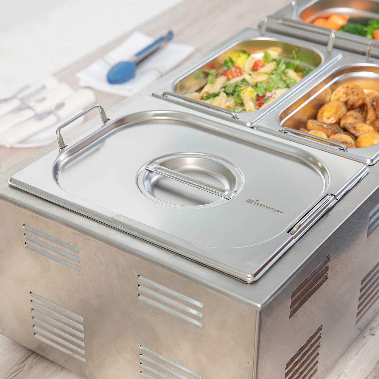 Met Lux Rectangle Stainless Steel Lid - Fits 1/2 Size Steam Table Pan - 1 count box