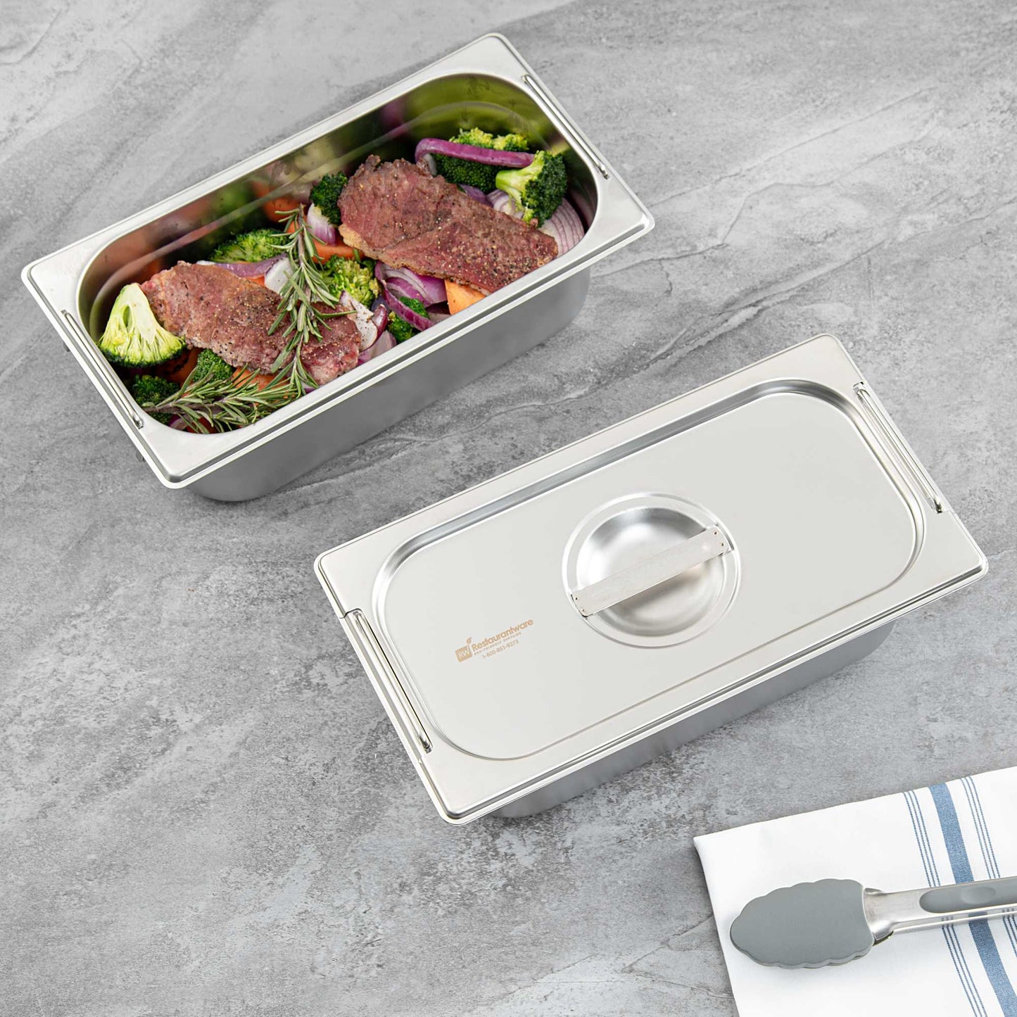 Met Lux Rectangle Stainless Steel Lid - Fits 1/3 Size Steam Table Pan - 1 count box
