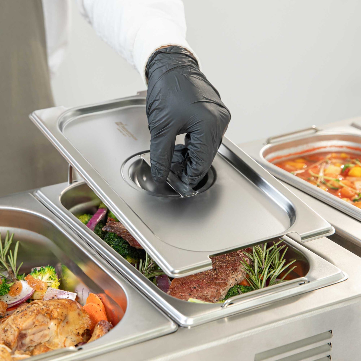 Met Lux Rectangle Stainless Steel Lid - Fits 1/3 Size Steam Table Pan - 1 count box