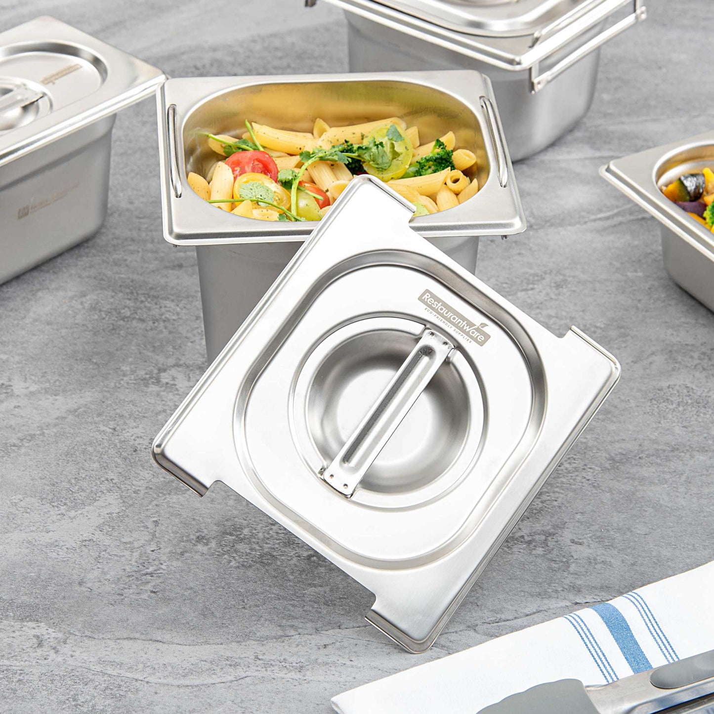 Met Lux Rectangle Stainless Steel Lid - Fits 1/6 Size Steam Table Pan - 1 count box