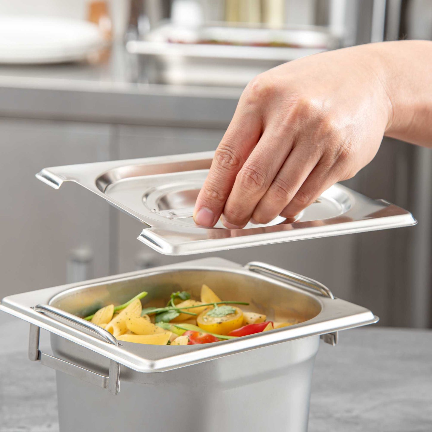 Met Lux Rectangle Stainless Steel Lid - Fits 1/6 Size Steam Table Pan - 1 count box