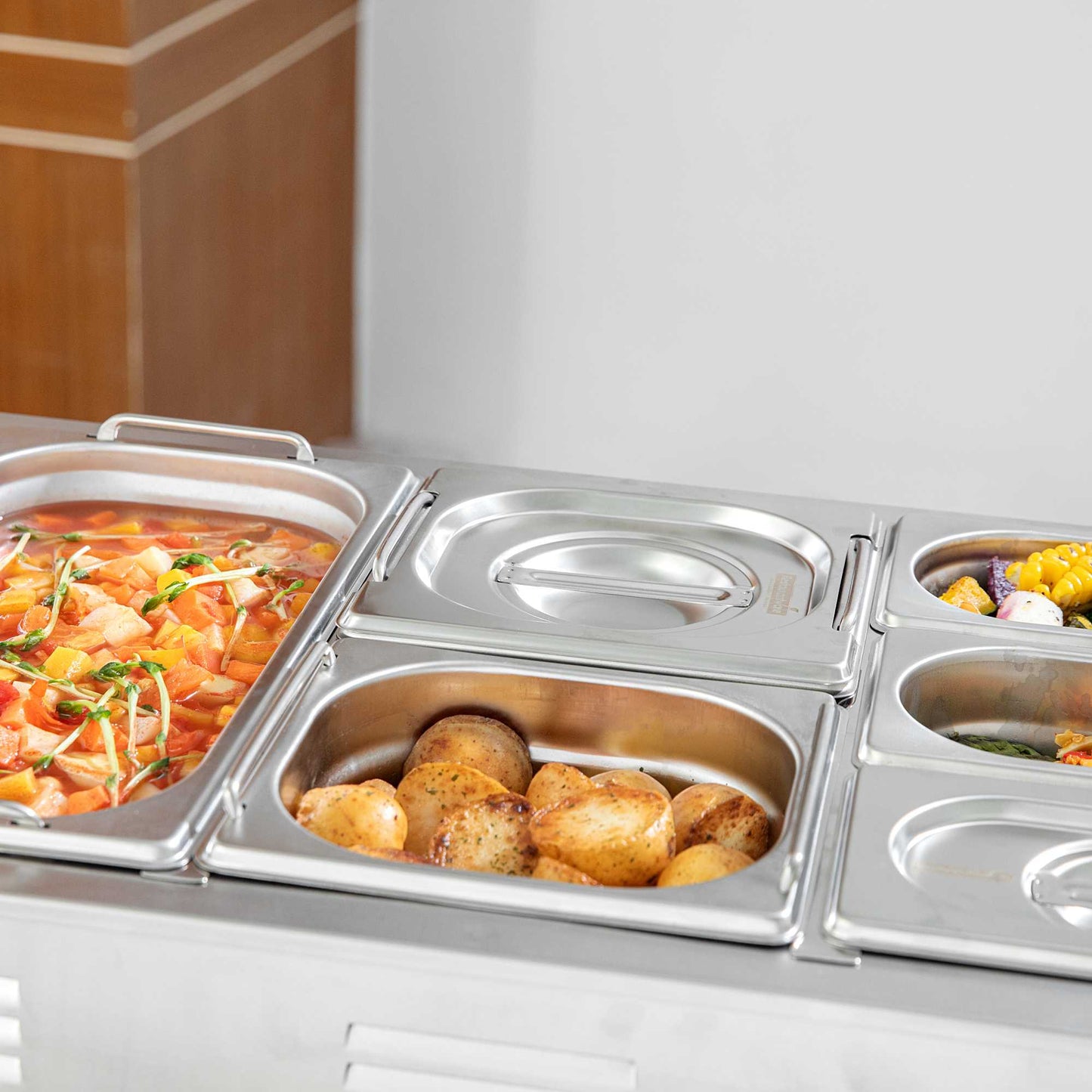 Met Lux Rectangle Stainless Steel Lid - Fits 1/6 Size Steam Table Pan - 1 count box