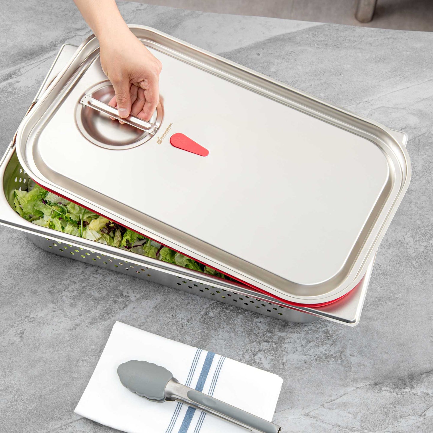 Met Lux Rectangle Stainless Steel Travel Lid - Fits Full Size Steam Table Pan - 1 count box