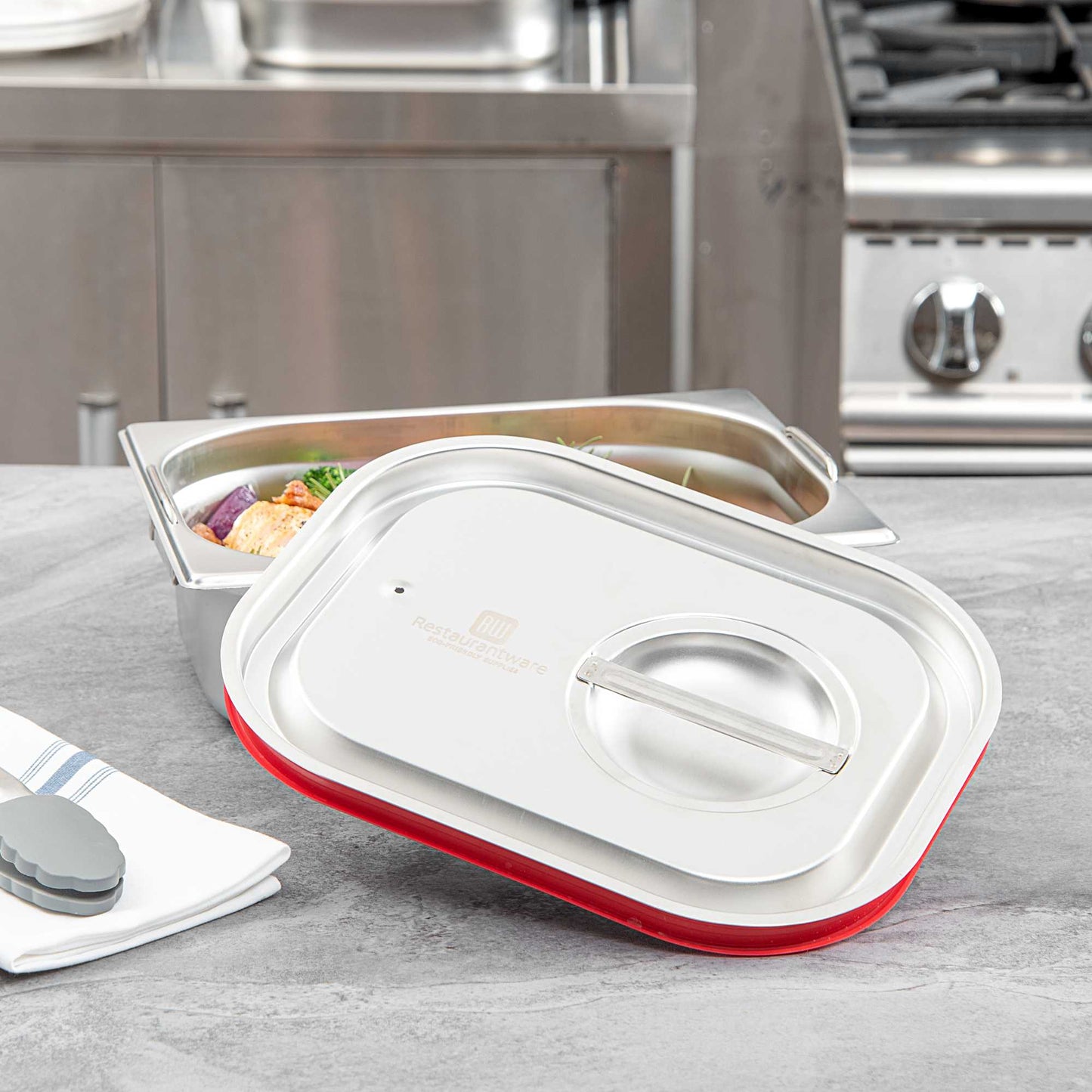 Met Lux Rectangle Stainless Steel Travel Lid - Fits 1/2 Size Steam Table Pan - 1 count box