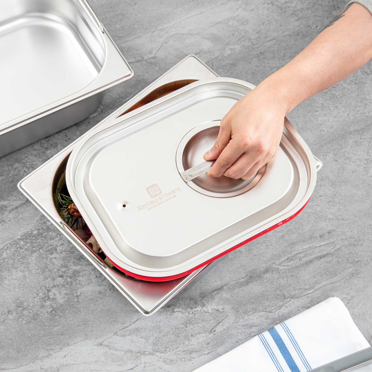 Met Lux Rectangle Stainless Steel Travel Lid - Fits 1/2 Size Steam Table Pan - 1 count box