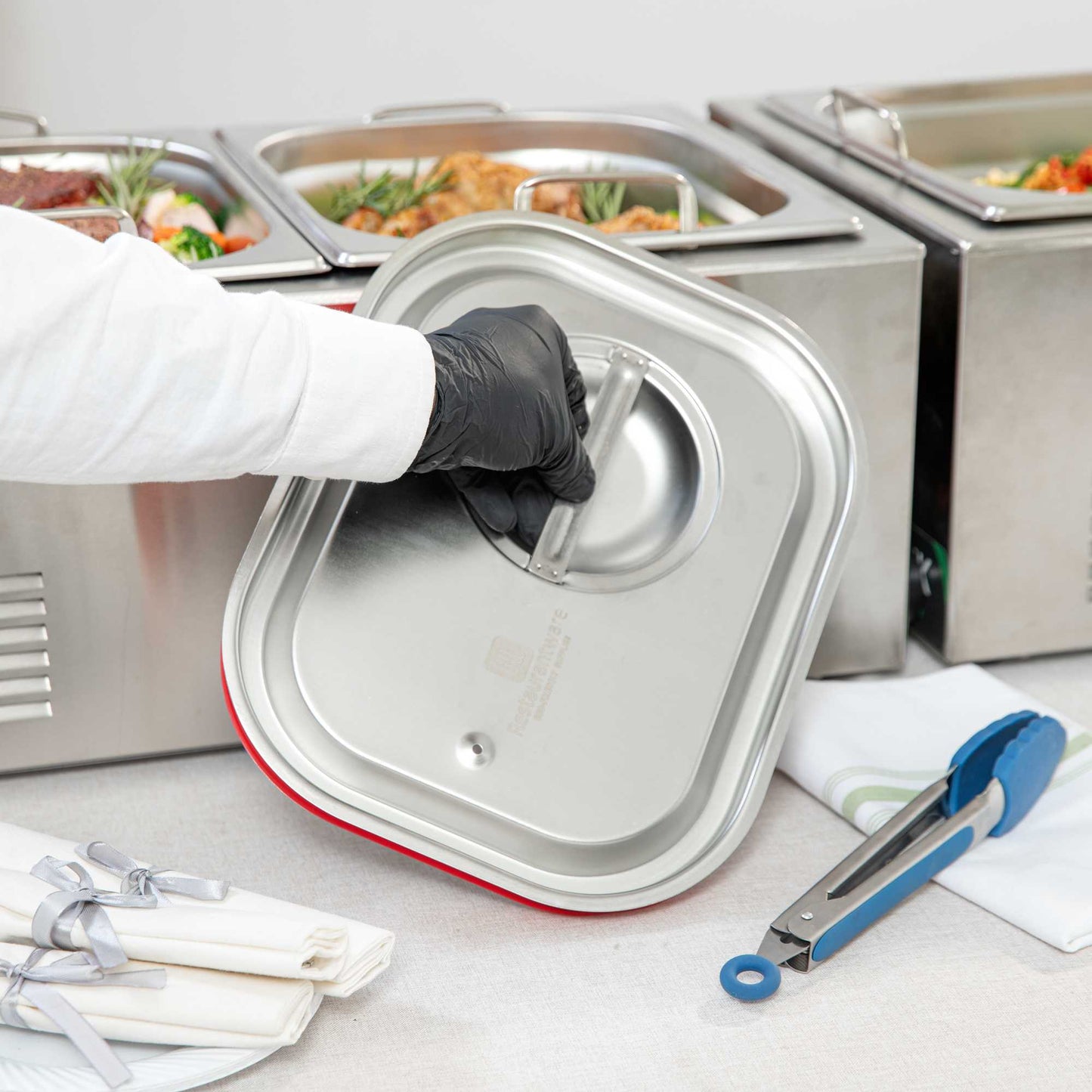Met Lux Rectangle Stainless Steel Travel Lid - Fits 1/2 Size Steam Table Pan - 1 count box