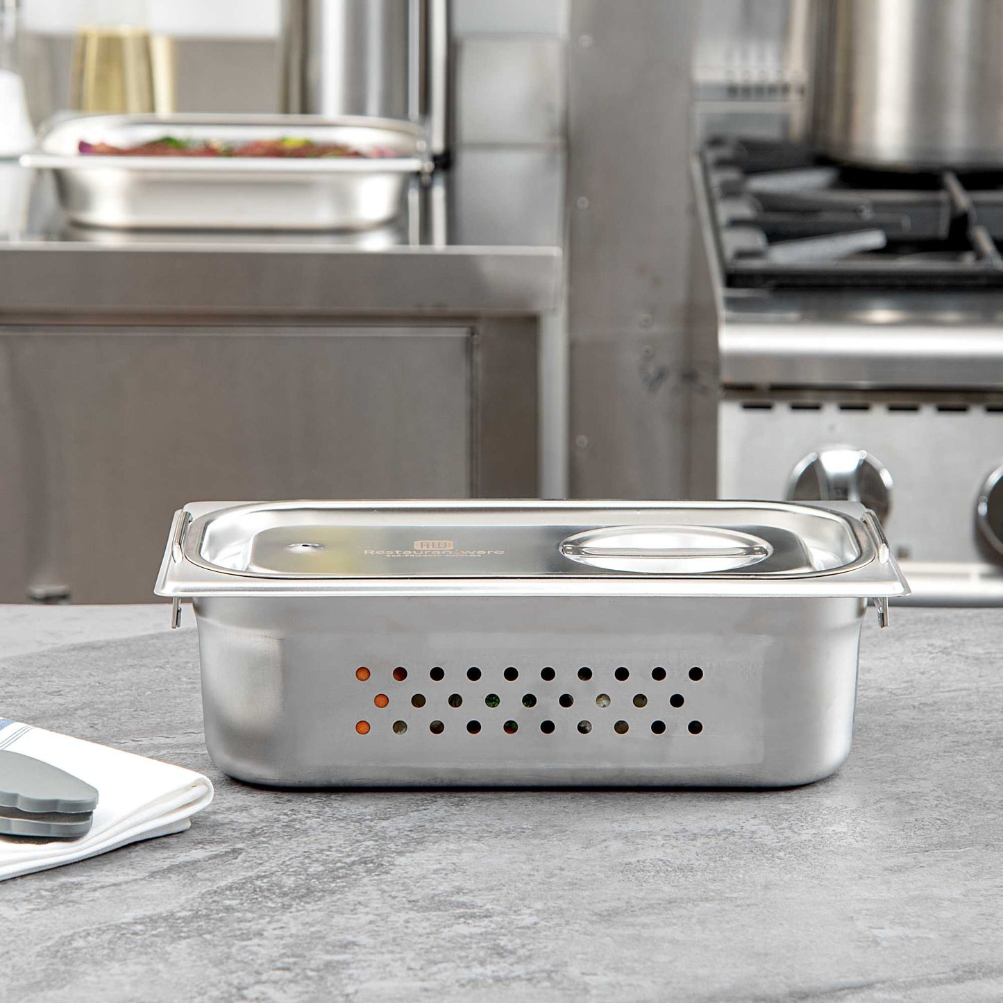 Met Lux Rectangle Stainless Steel Travel Lid - Fits 1/3 Size Steam Table Pan - 1 count box