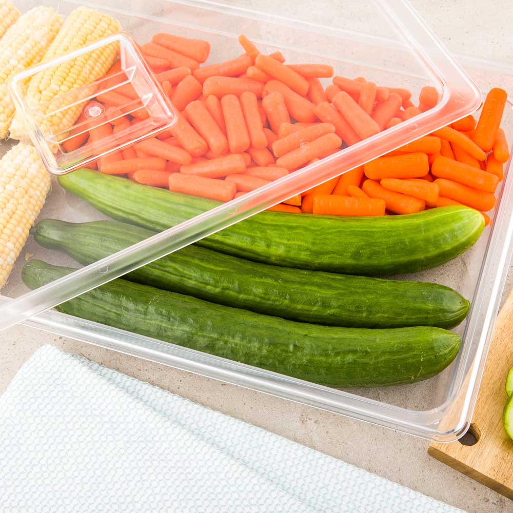 Met Lux Rectangle Clear Plastic Full Size Cold Food Storage Container - 2.5" Depth - 1 count box
