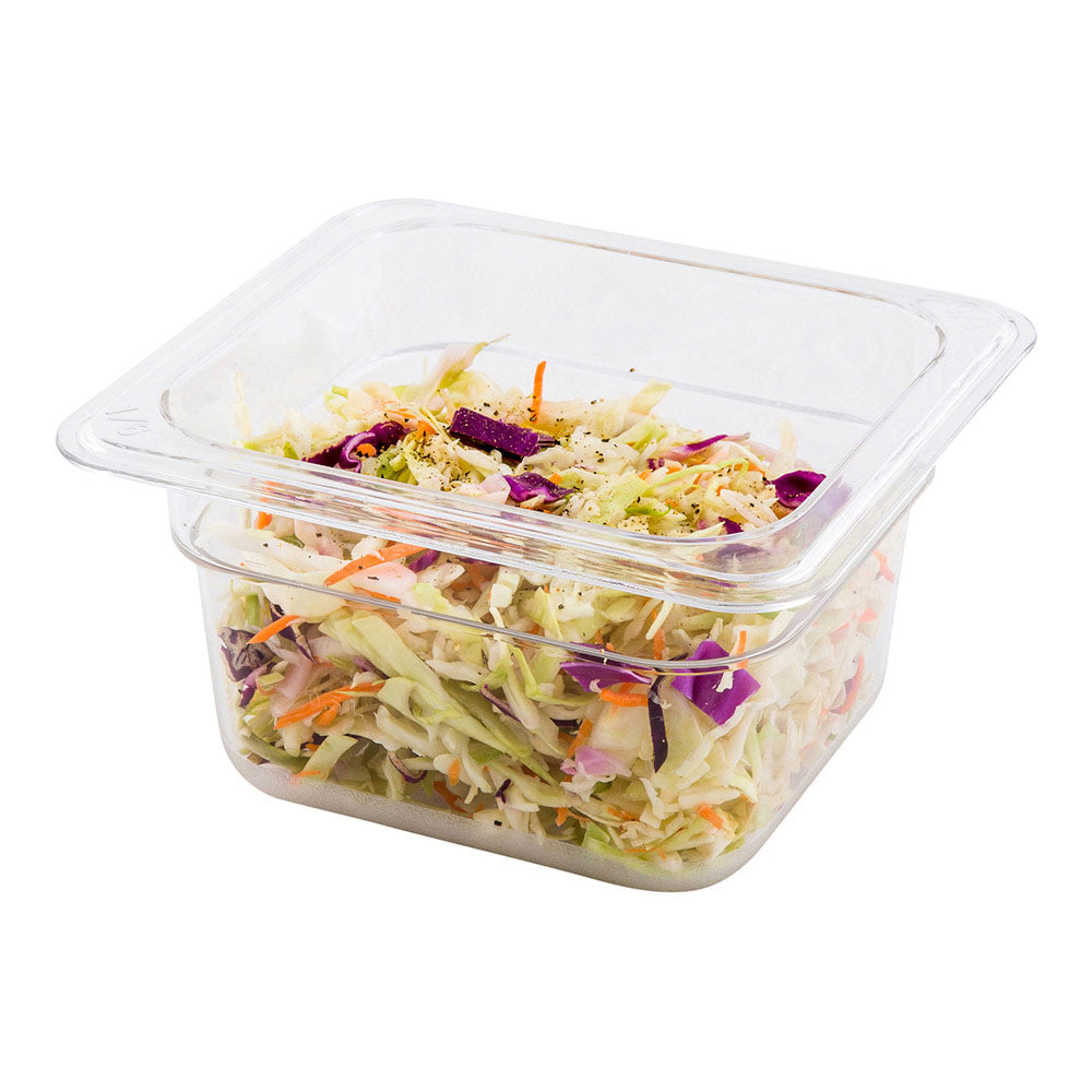 Met Lux Rectangle Clear Plastic 1/6 Size Cold Food Storage Container - 4" Depth - 1 count box
