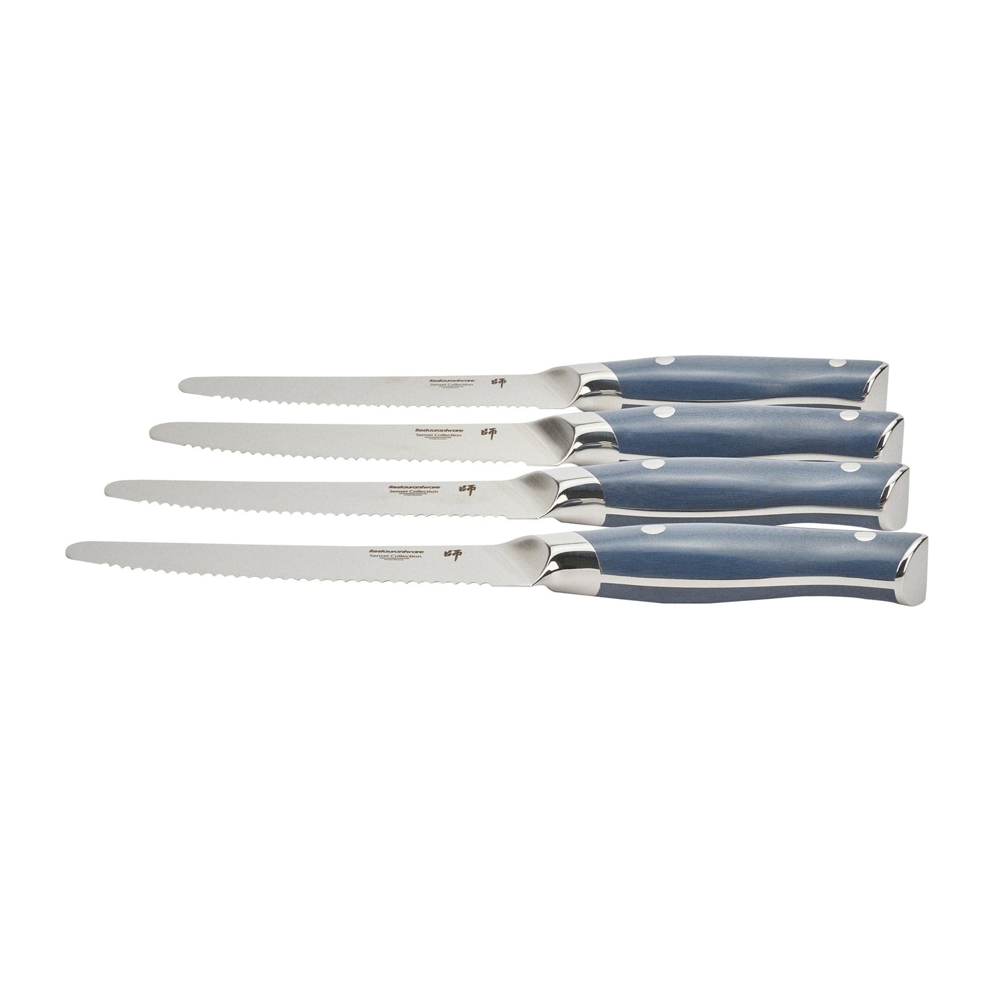 Sensei Blue Damascus Steel 5.5" Steak Knife - 4 count box