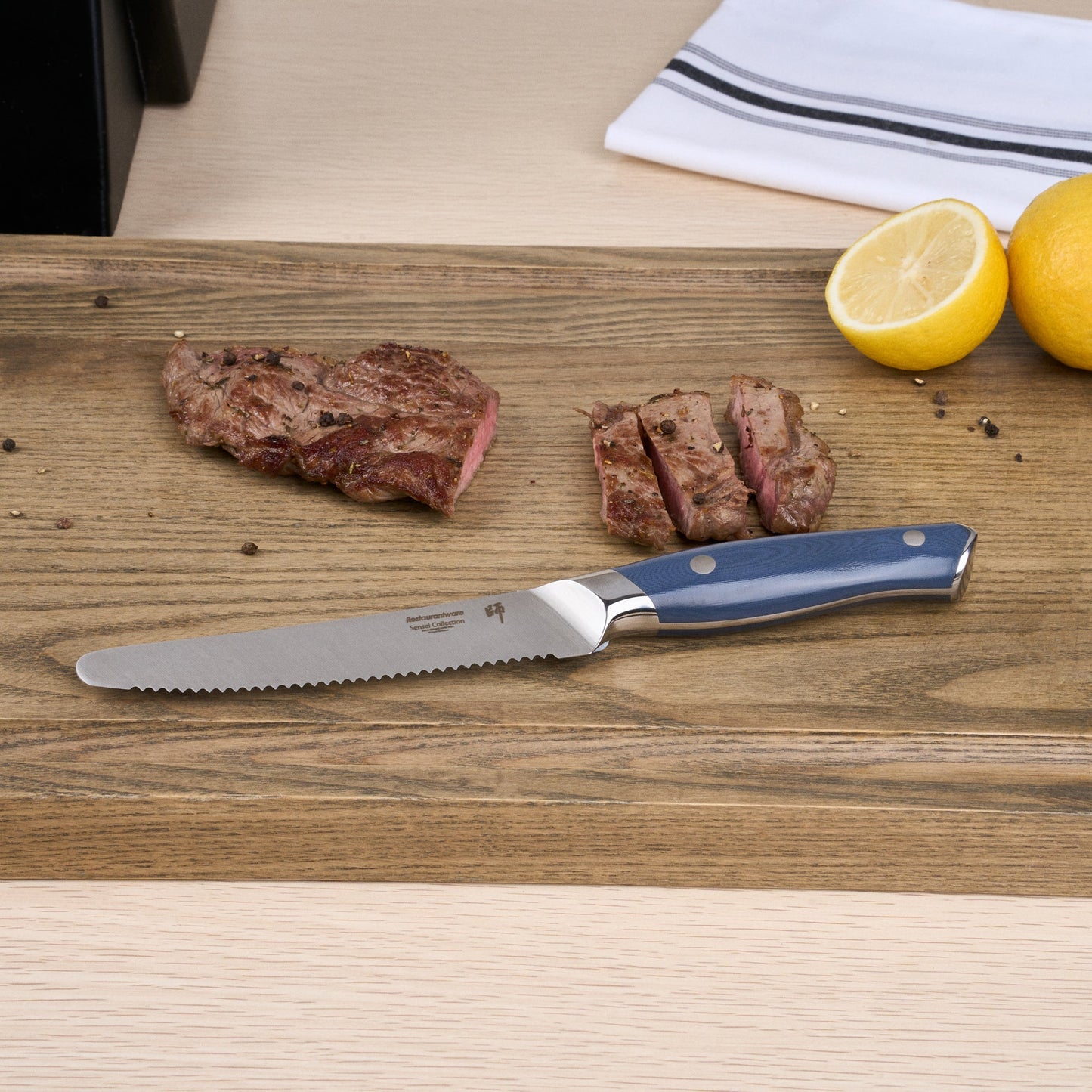 Sensei Blue Damascus Steel 5.5" Steak Knife - 4 count box