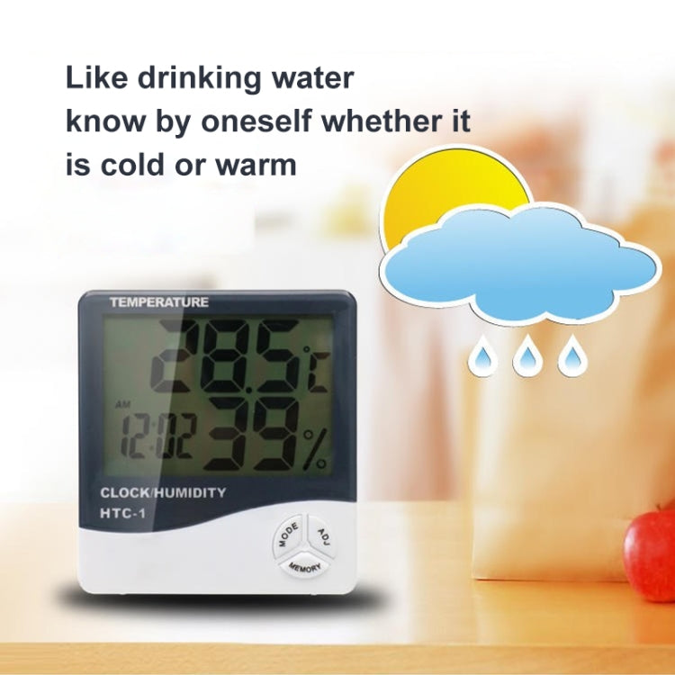 3.8 inch LCD Digital Temperature & Humidity Meter with Clock / Calendar (HTC-1), HTC-1